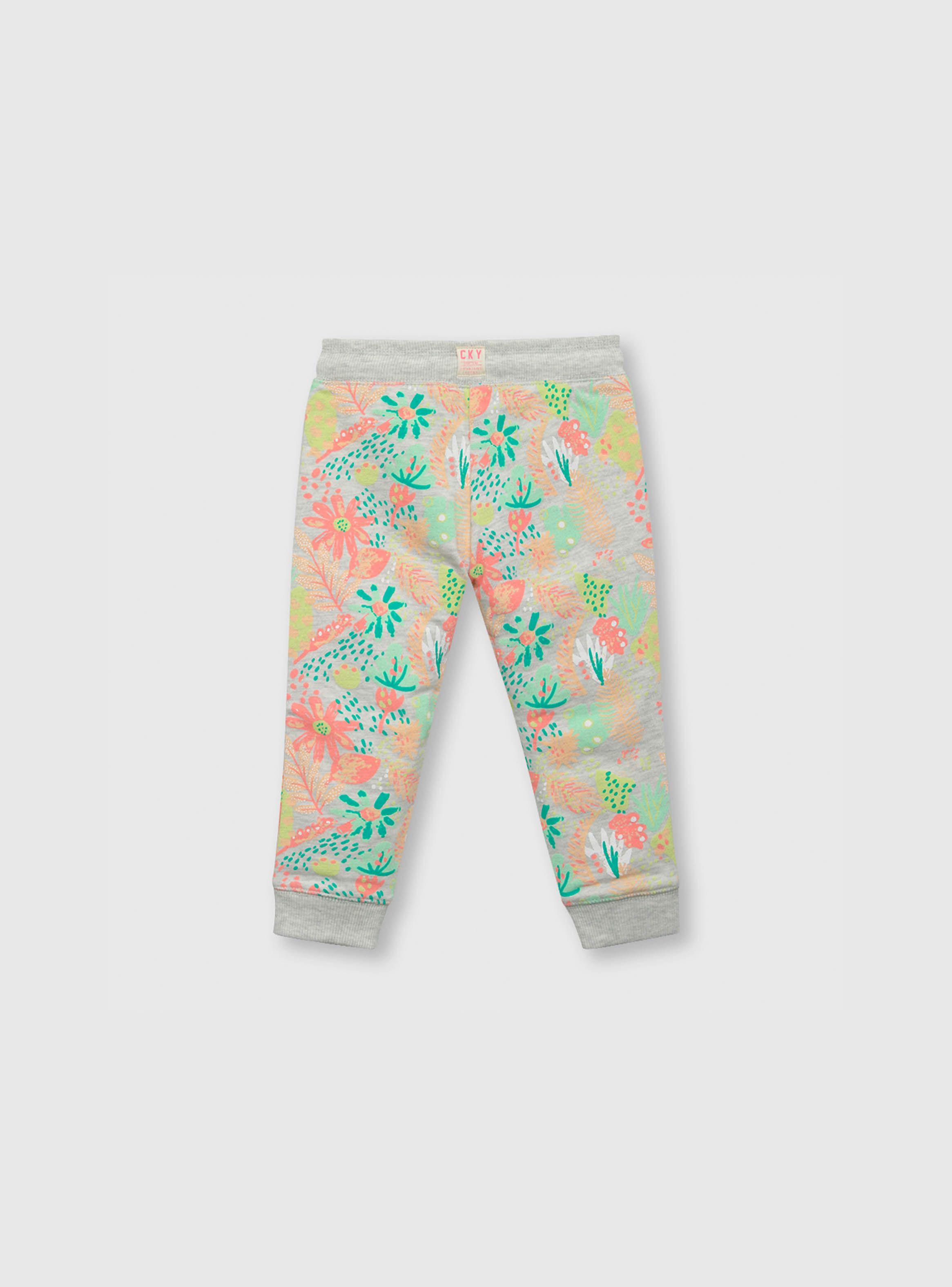 Pantalón De Bebe Niña Floreado Gris (3 A 36 Meses) Colloky-1