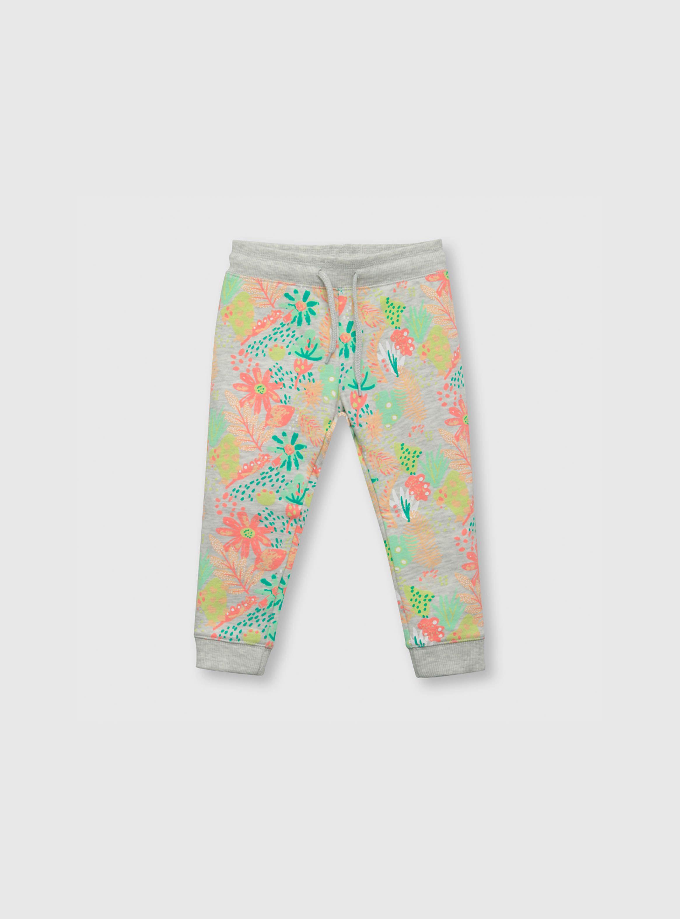 Pantalón De Bebe Niña Floreado Gris (3 A 36 Meses) Colloky-0
