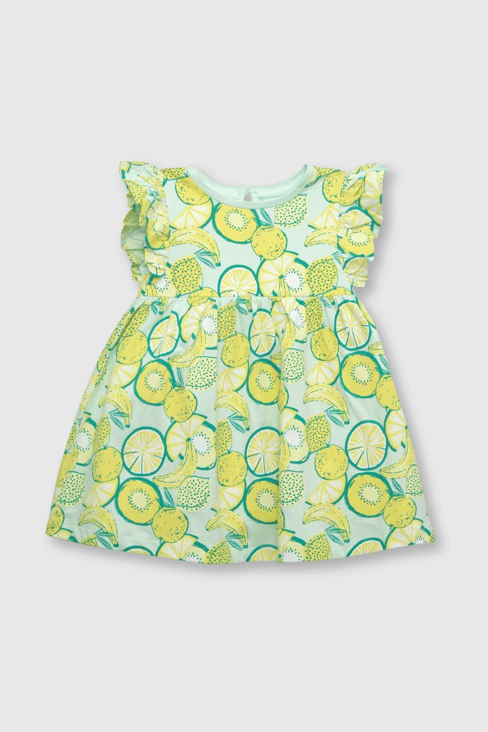 Vestido de bebé niña de algodón aqua (3 a 36 meses)-0