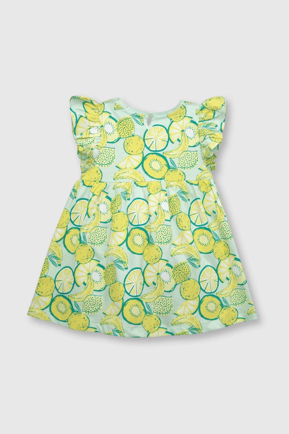 Vestido de bebé niña de algodón aqua (3 a 36 meses)-1