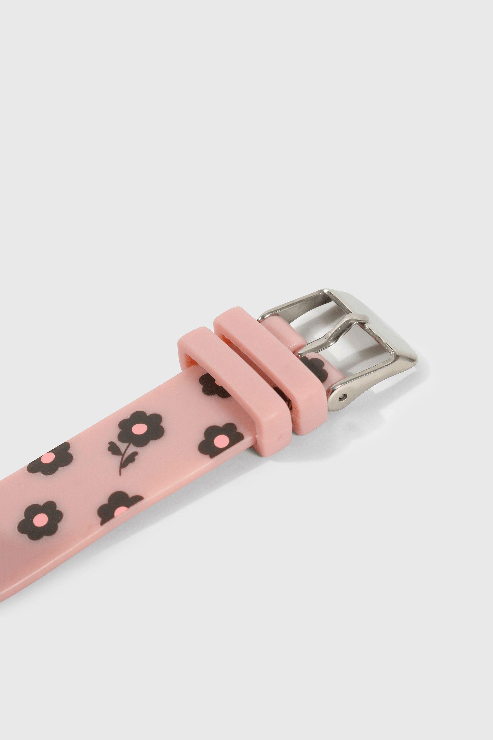 Reloj Digital con Flores Rosado-4