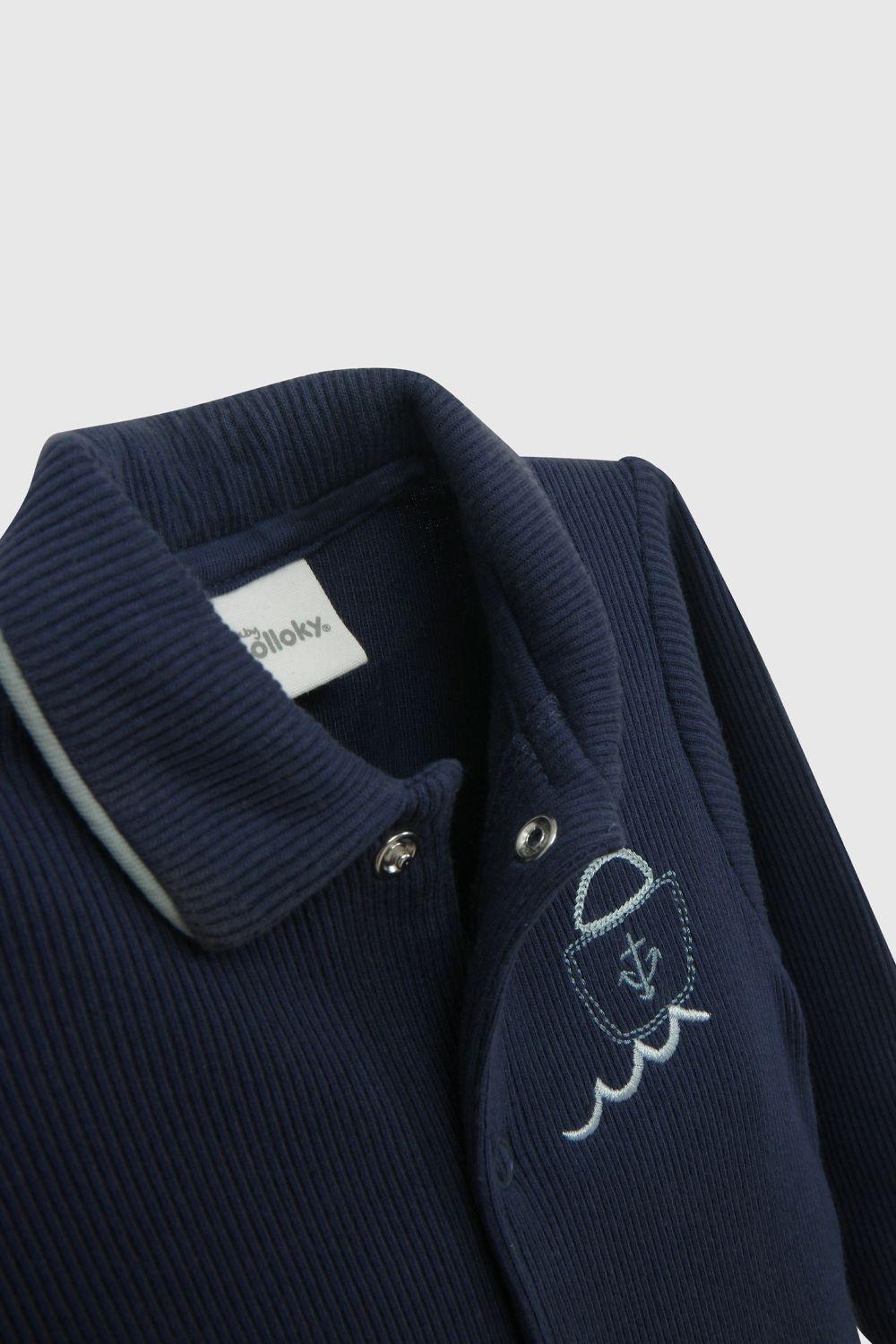 Osito Azul Cuello Navy De Bebé OLPU0557V26-2