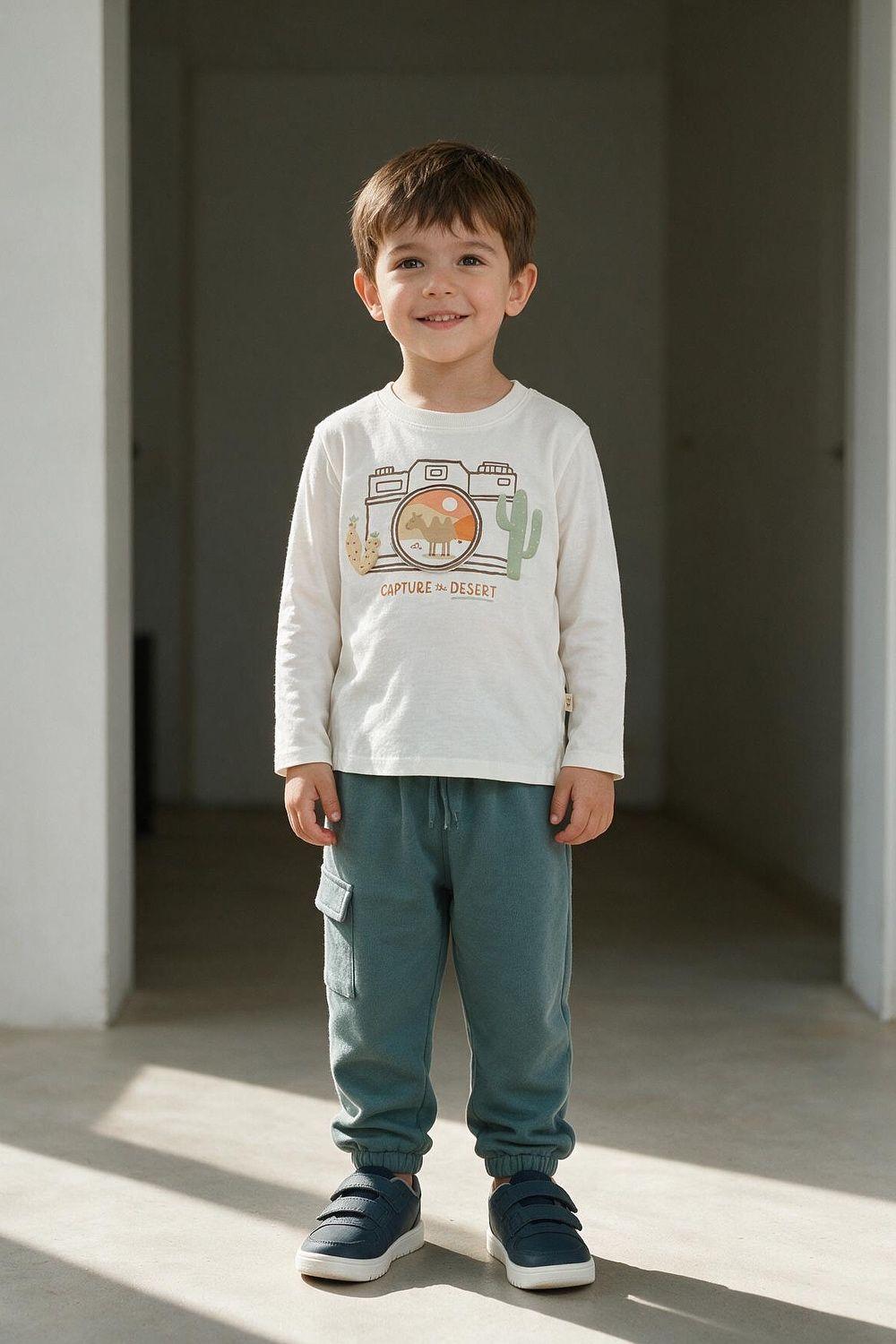 Pantalon Buzo Bolsillo Verde Niño 6-9M a 4-5A Colloky-1
