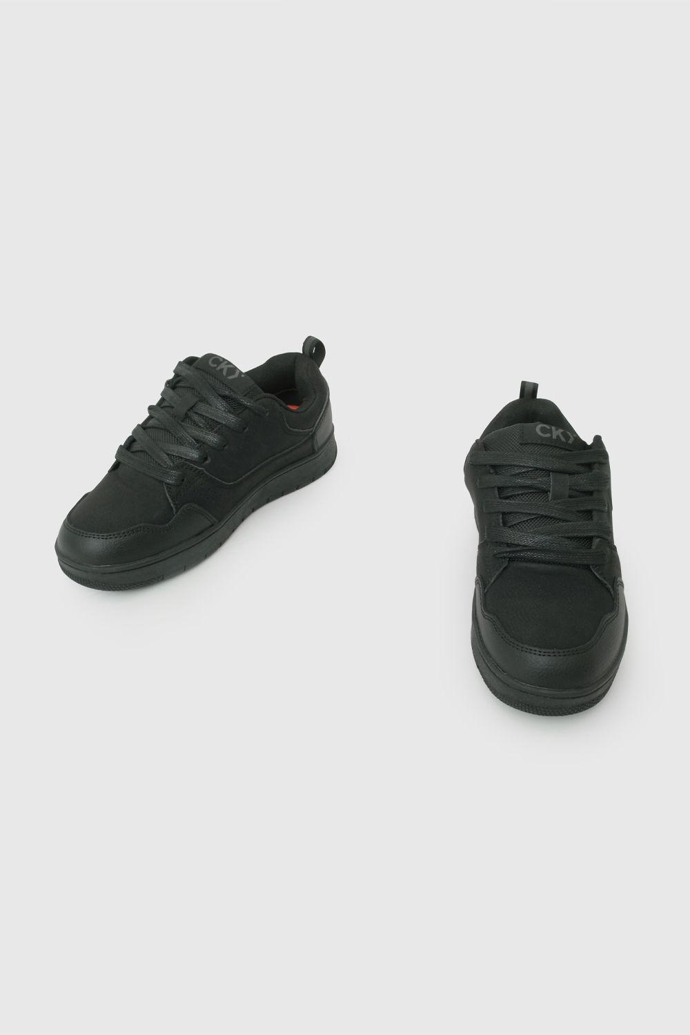 Zapato Escolar de Niño Negro con cierre de cordón-4