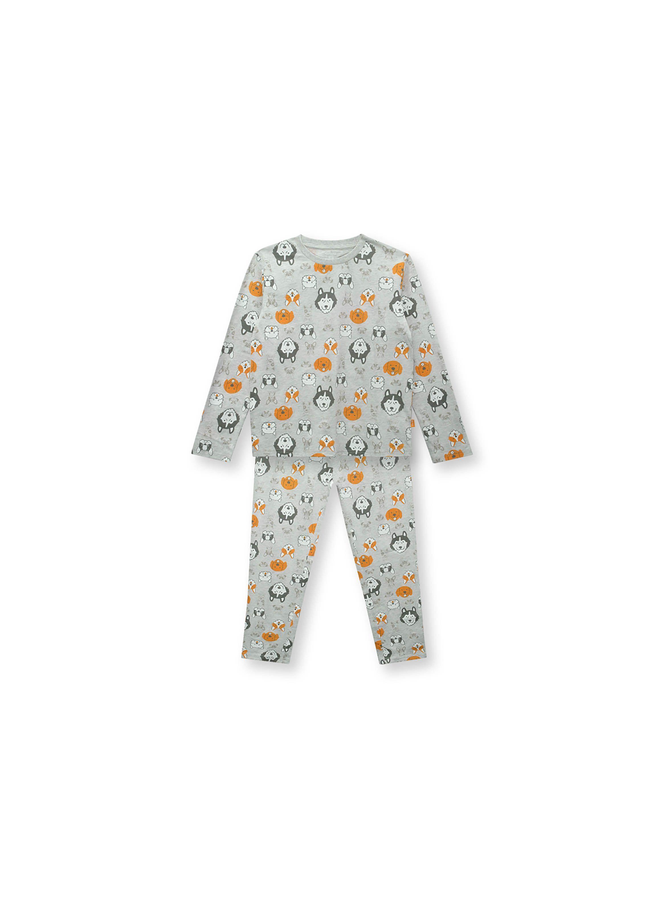 Pijama de niño de algodón gris melange (2 a 12 años)-1