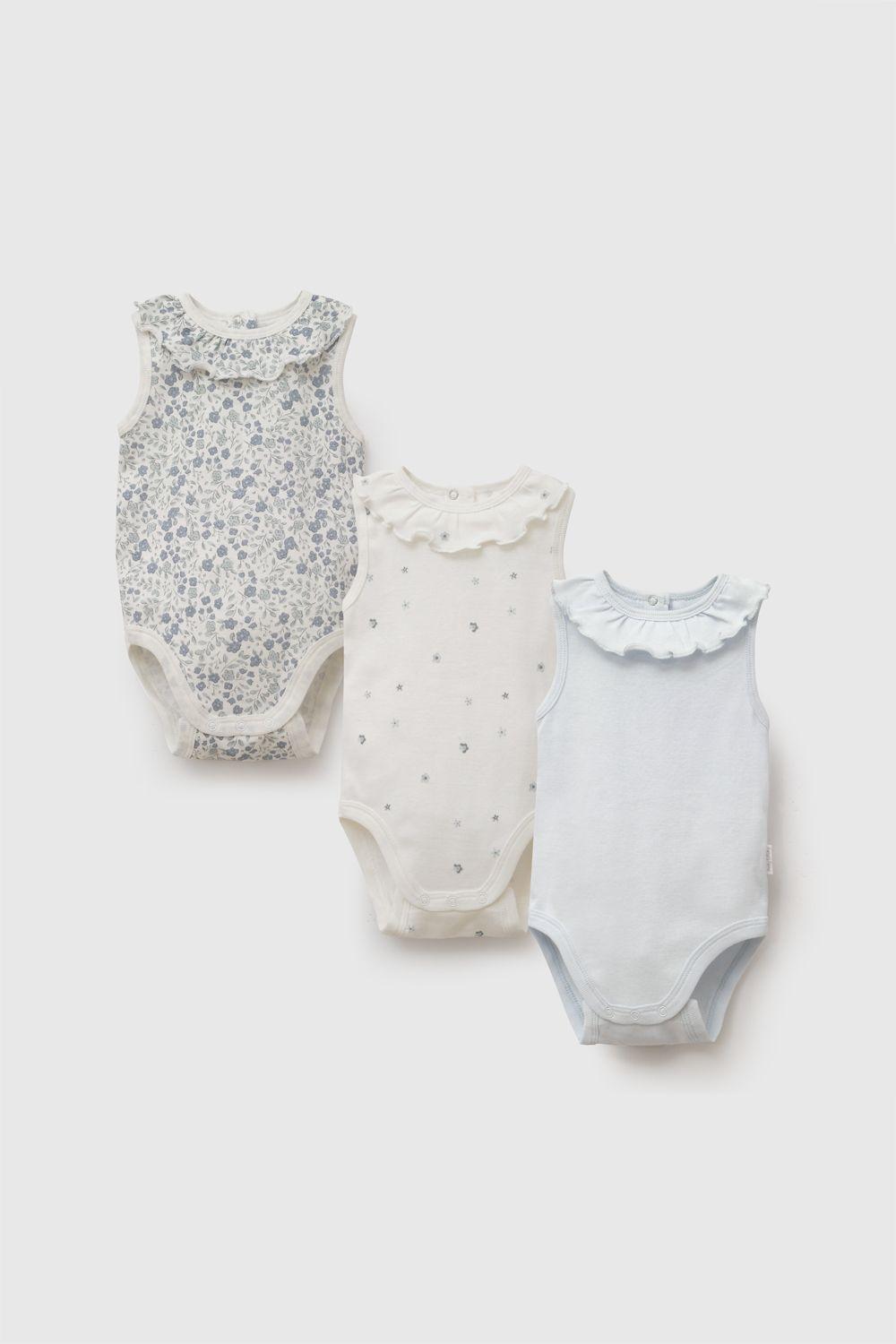 Set Body Flores Rib Celeste Niña 0-3M a 11/2-2A Colloky-0