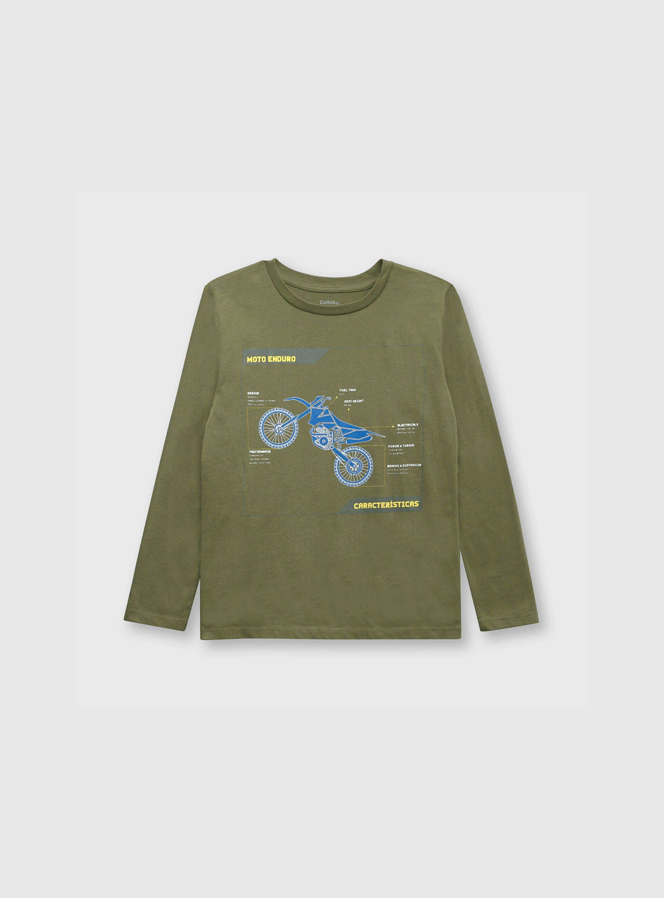 Polera De Niño Moto Verde (2 A 12 Años) Colloky-0