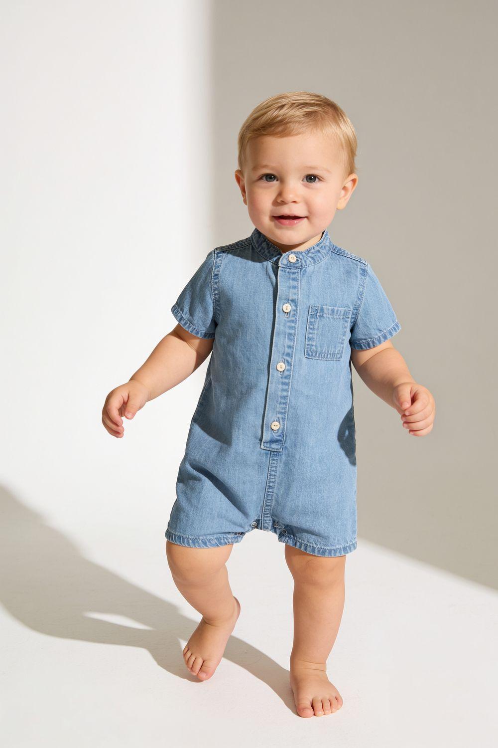 Entero navy mezclilla niño denim 0-3M a 9-12M-1