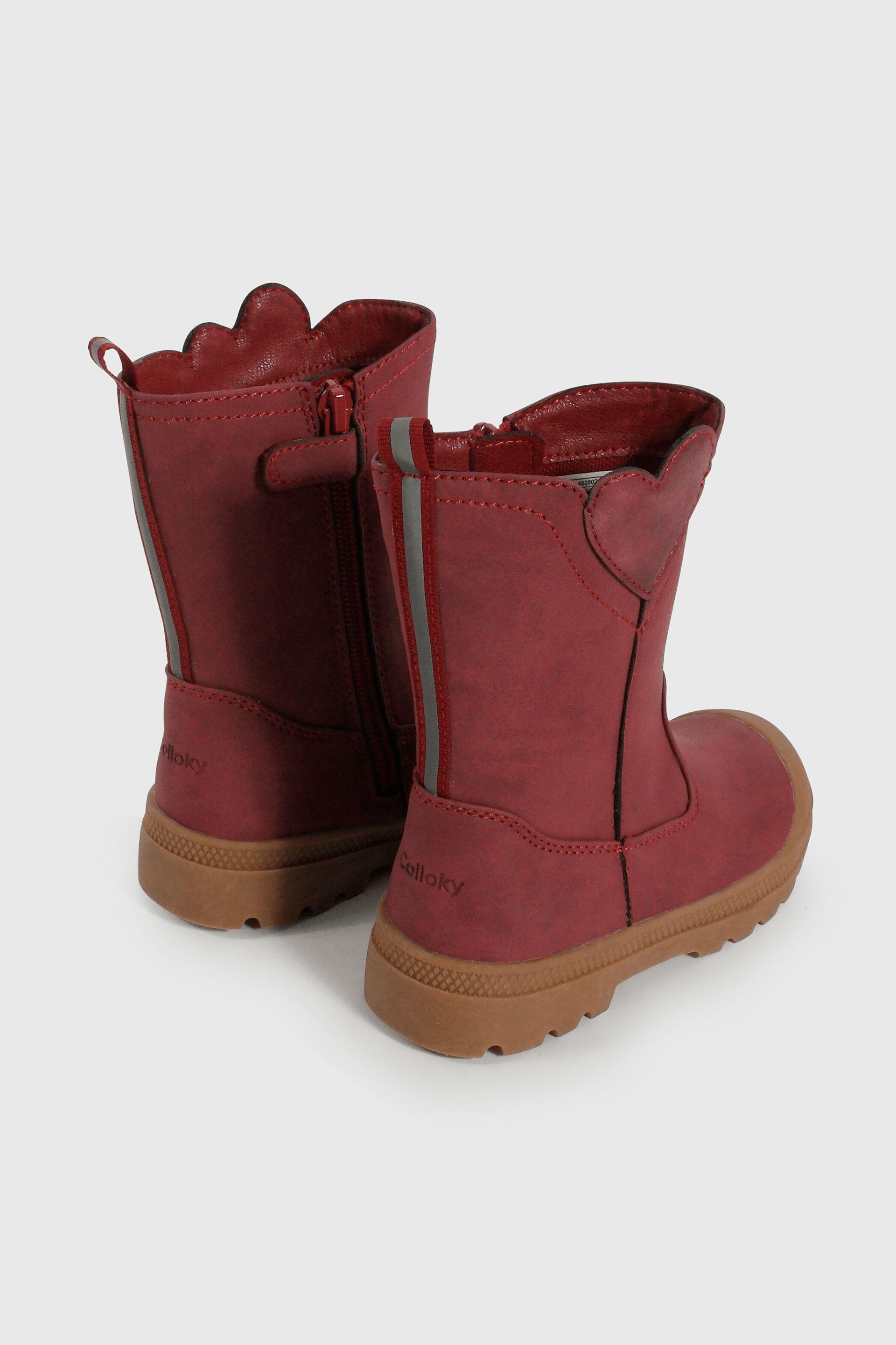 Bota Caminante de Niña Rojo Caña Alta con Cierre Edad 12 a 4 años-4