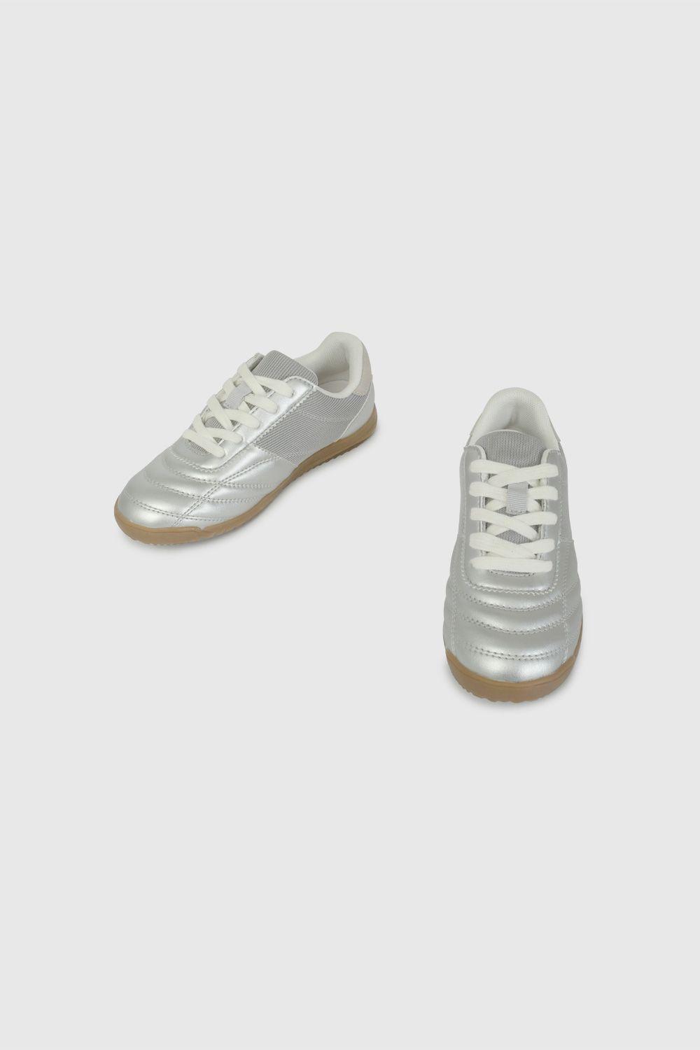Zapatilla Urbana Metalizada Plateada de Niña talla 28 a 38-3