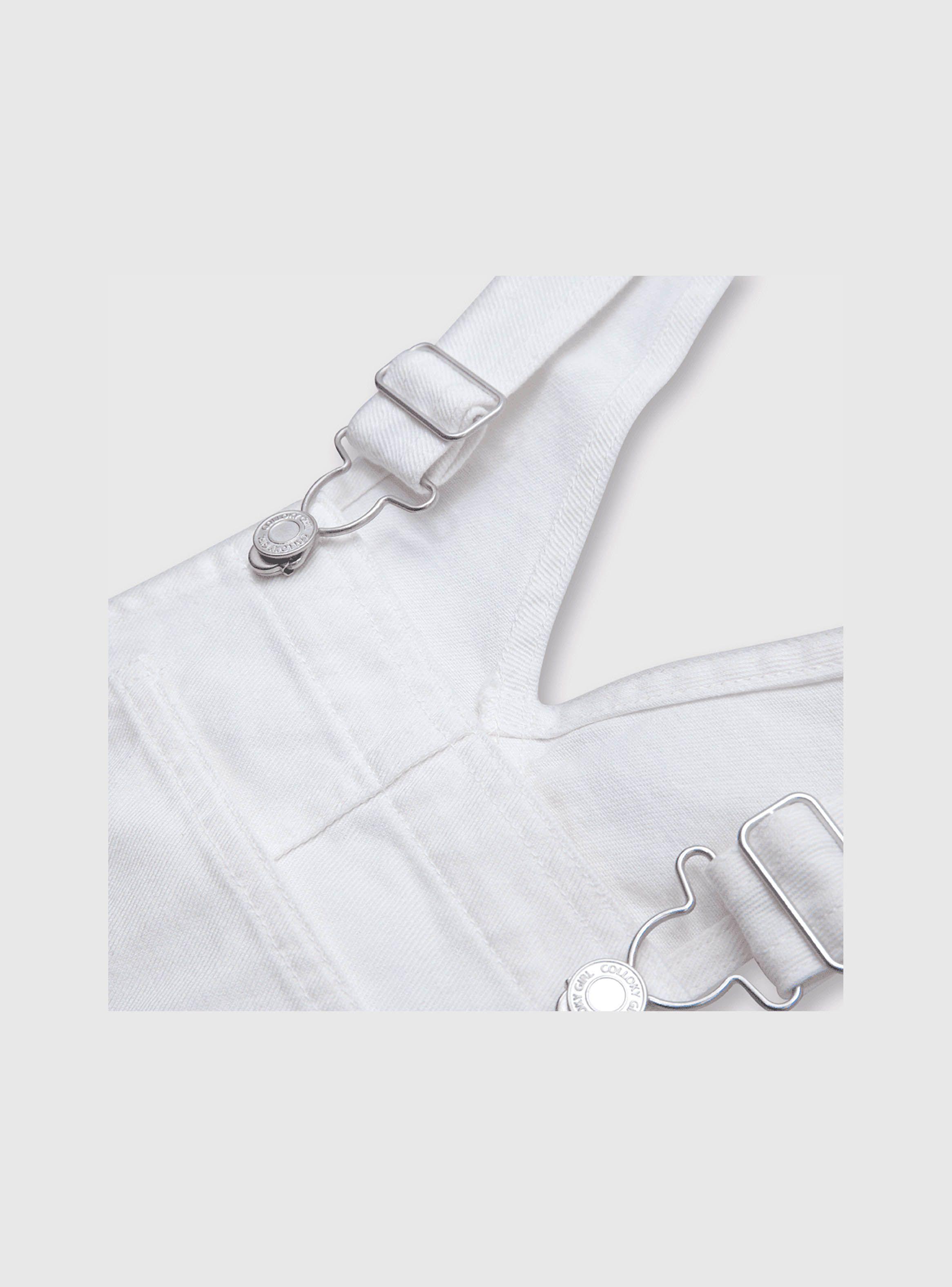 Vestido Niña Jardinera Blanco (2 A 12 Años) Colloky-2