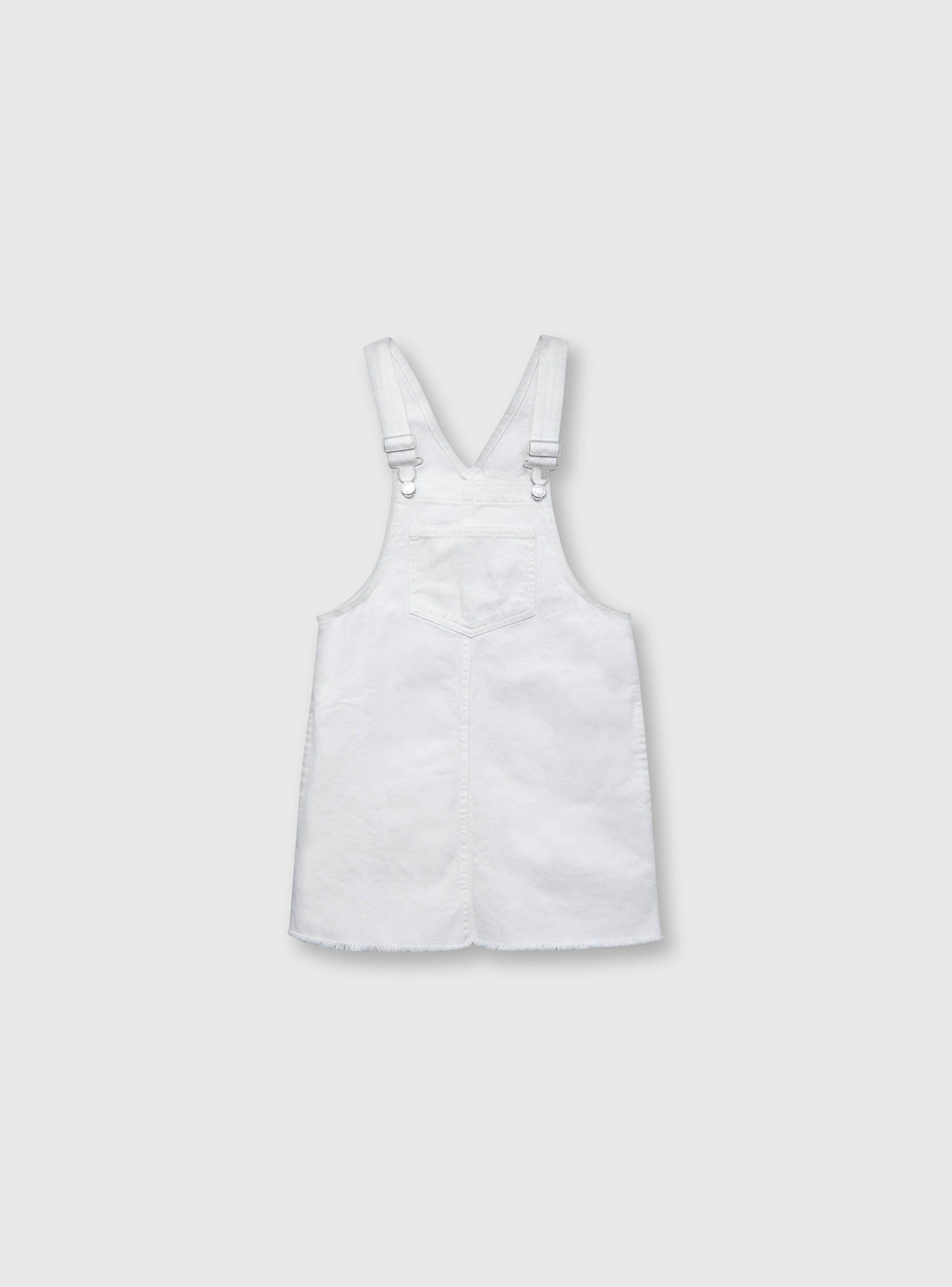 Vestido Niña Jardinera Blanco (2 A 12 Años) Colloky-0