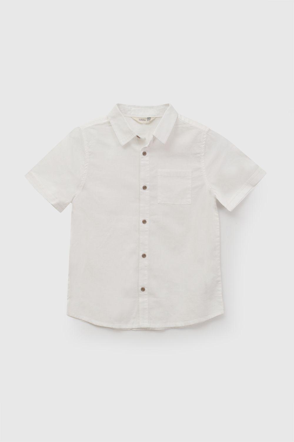 Camisa Manga Corta Blanco Niño 3-4A a 12-13A Colloky-0