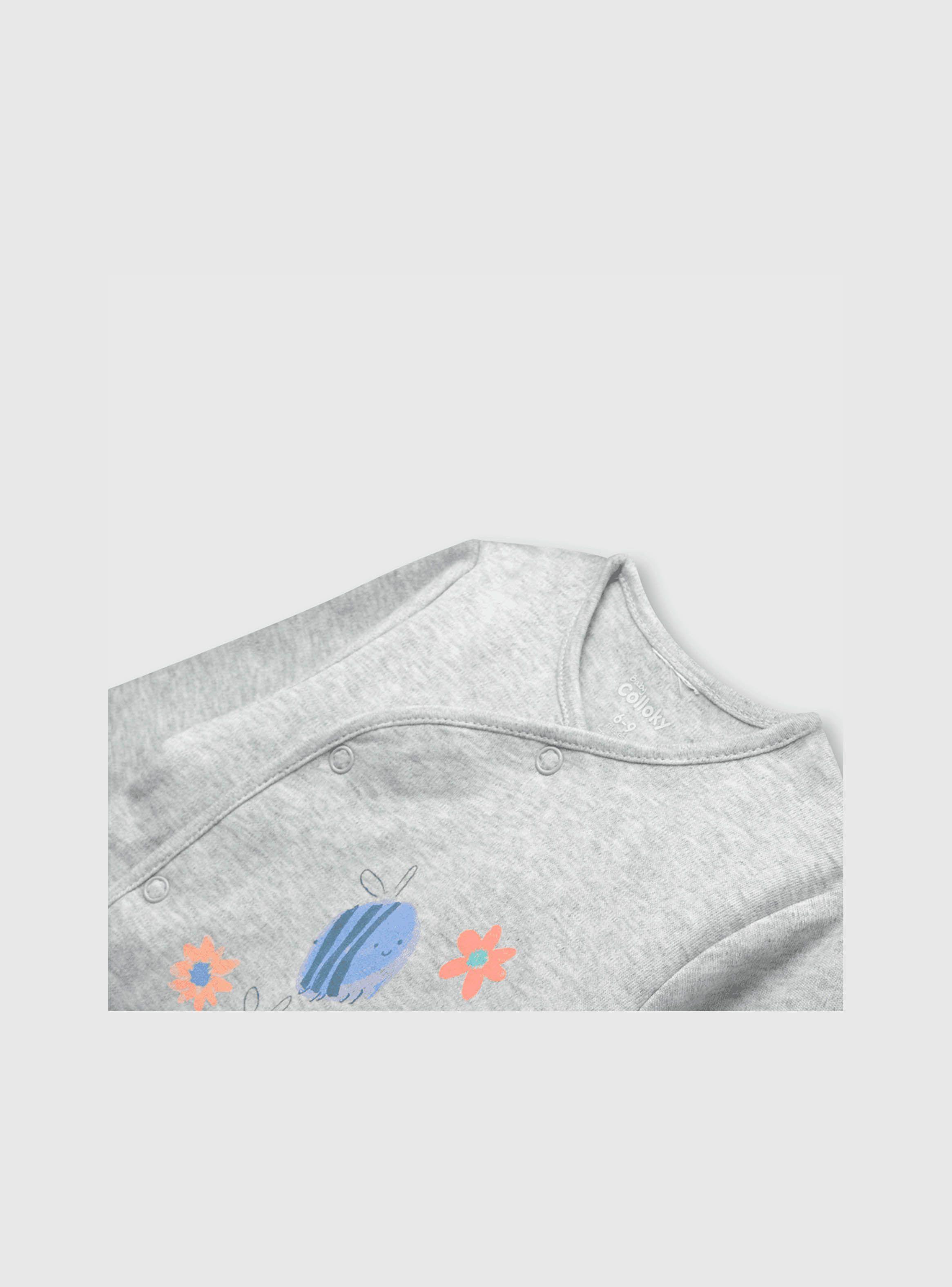 Osito De Bebe Niña Estampado Gris (0 A 9 Meses) Colloky-2