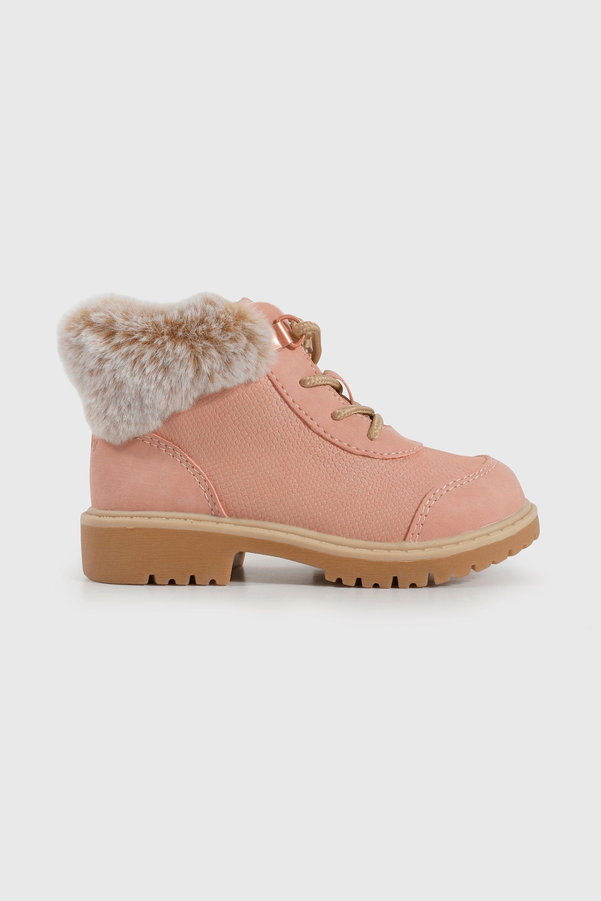 Botín Caminante Caña Media Rosado con Cordón de Niña-1