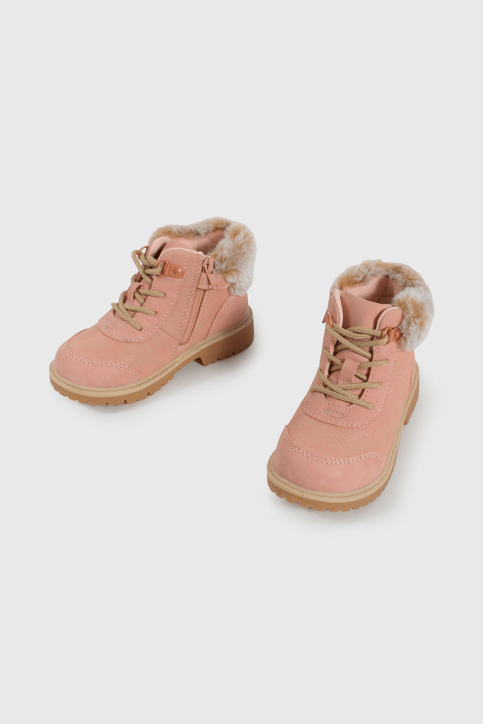 Botín Caminante Caña Media Rosado con Cordón de Niña-3