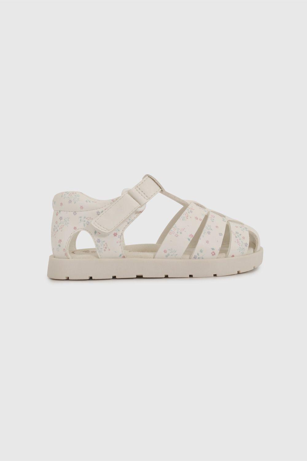 Sandalia Cangrejera Blanca con Flores 43040210V26-1