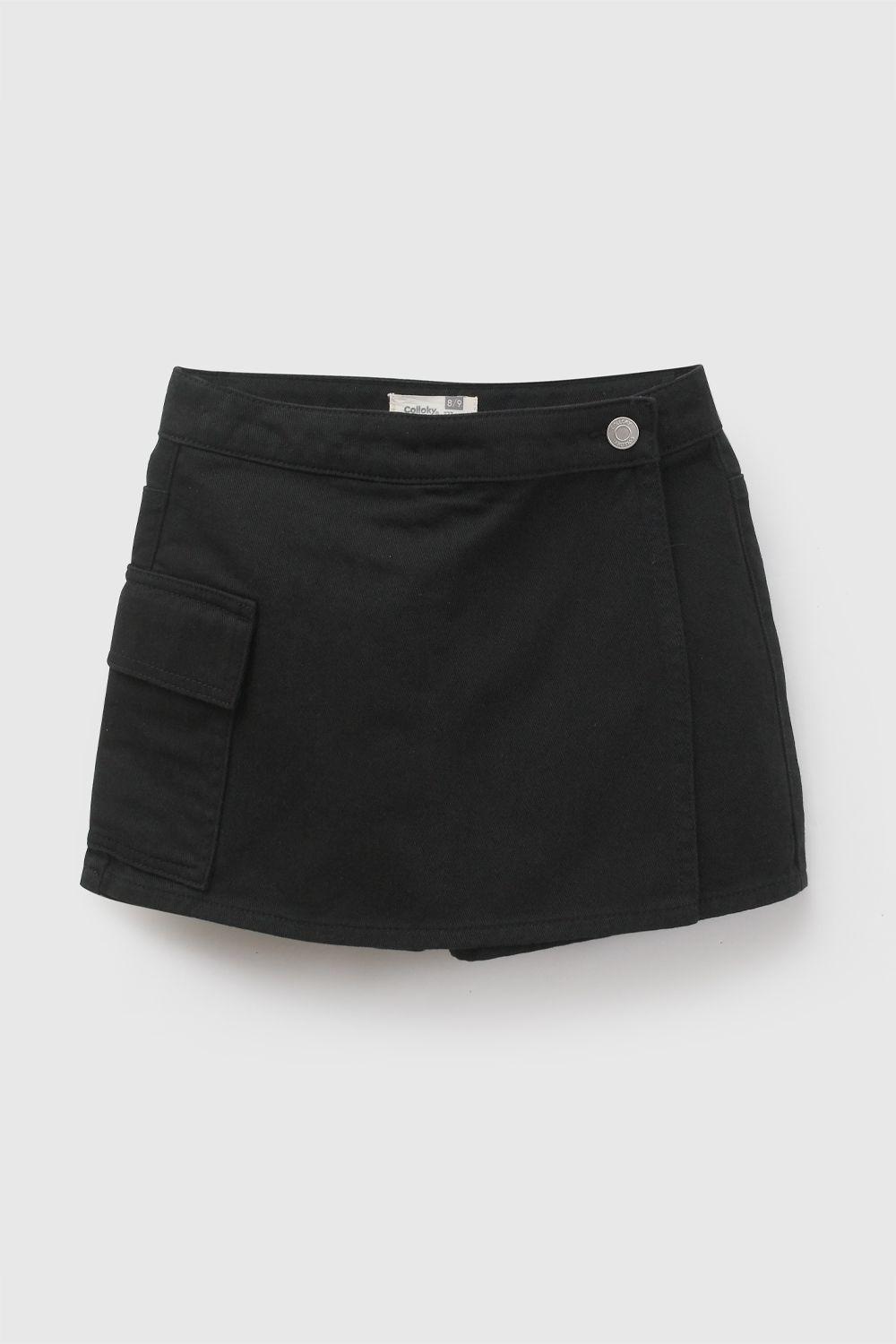 Falda Short Gabardina Negro Niña 3-4A a 12-13A Colloky-0