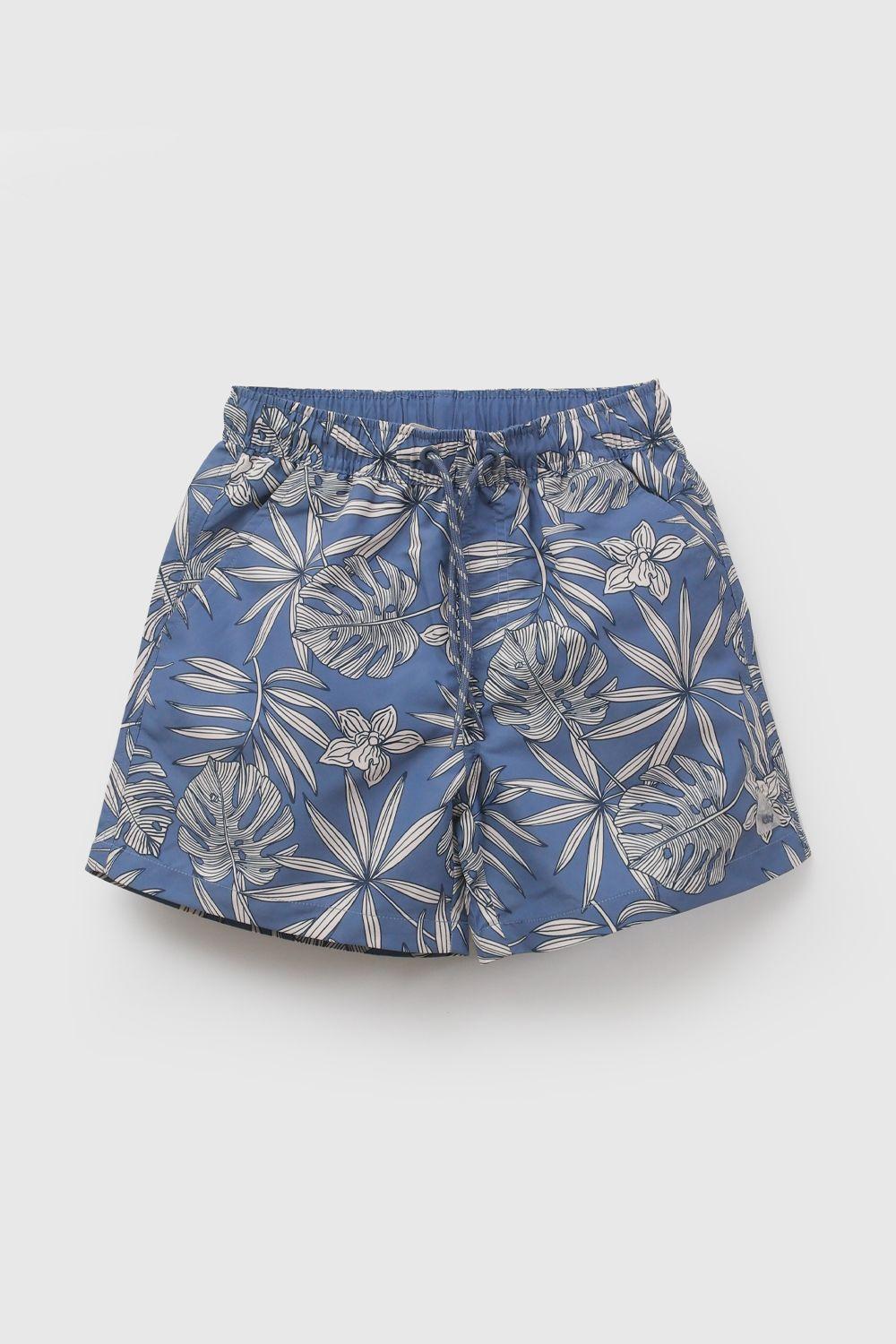 Traje De Baño Tropical Azul Niño 3-4A a 12-13A Colloky-0