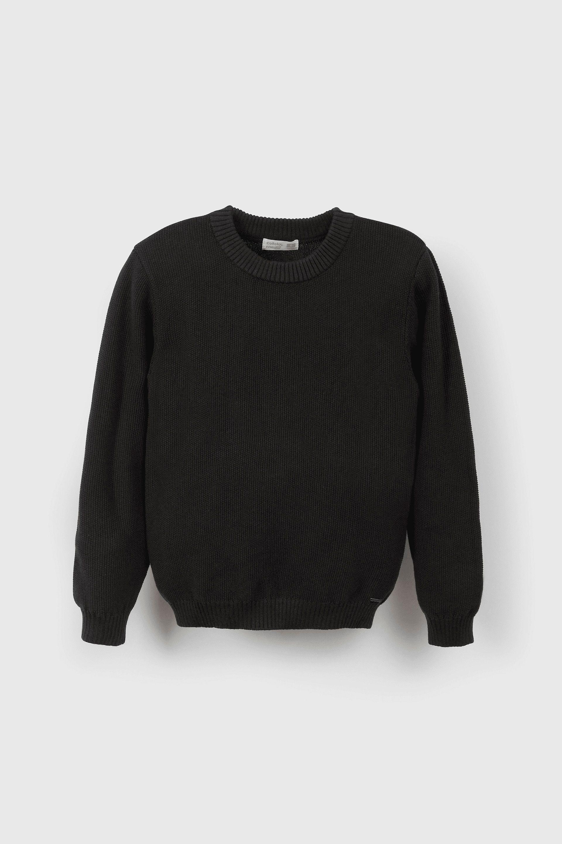 Sweater Negro cuello redondo Talla 3A al 12A para niño-0