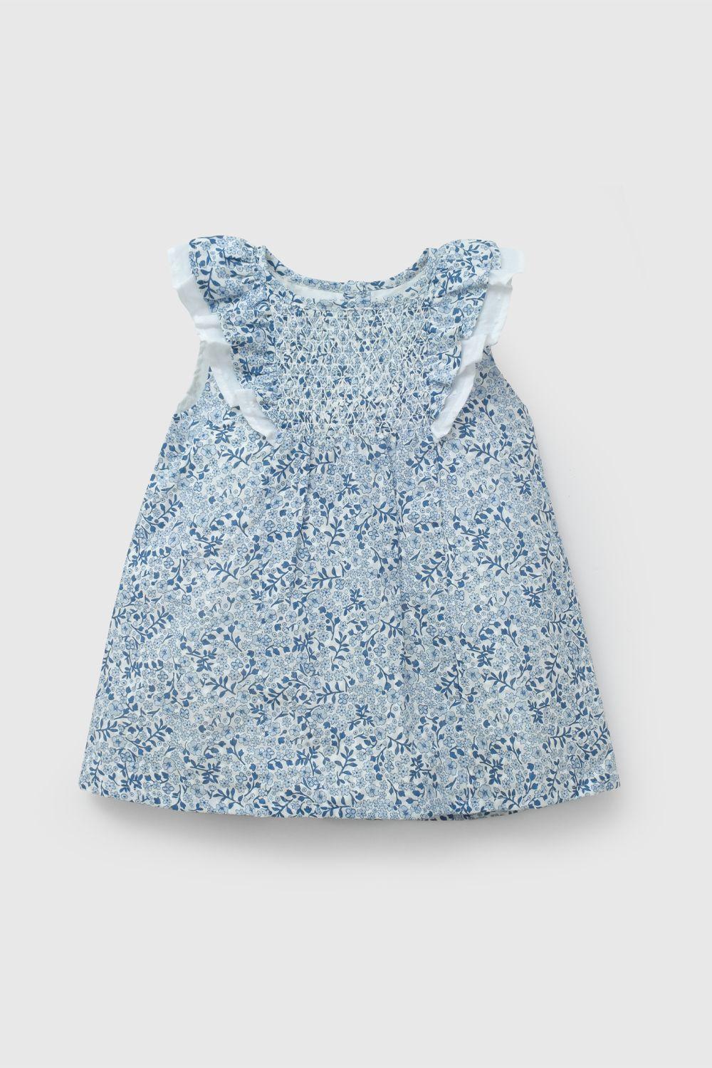 Vestido Celeste Flores De Niña VEVL1440V26-0