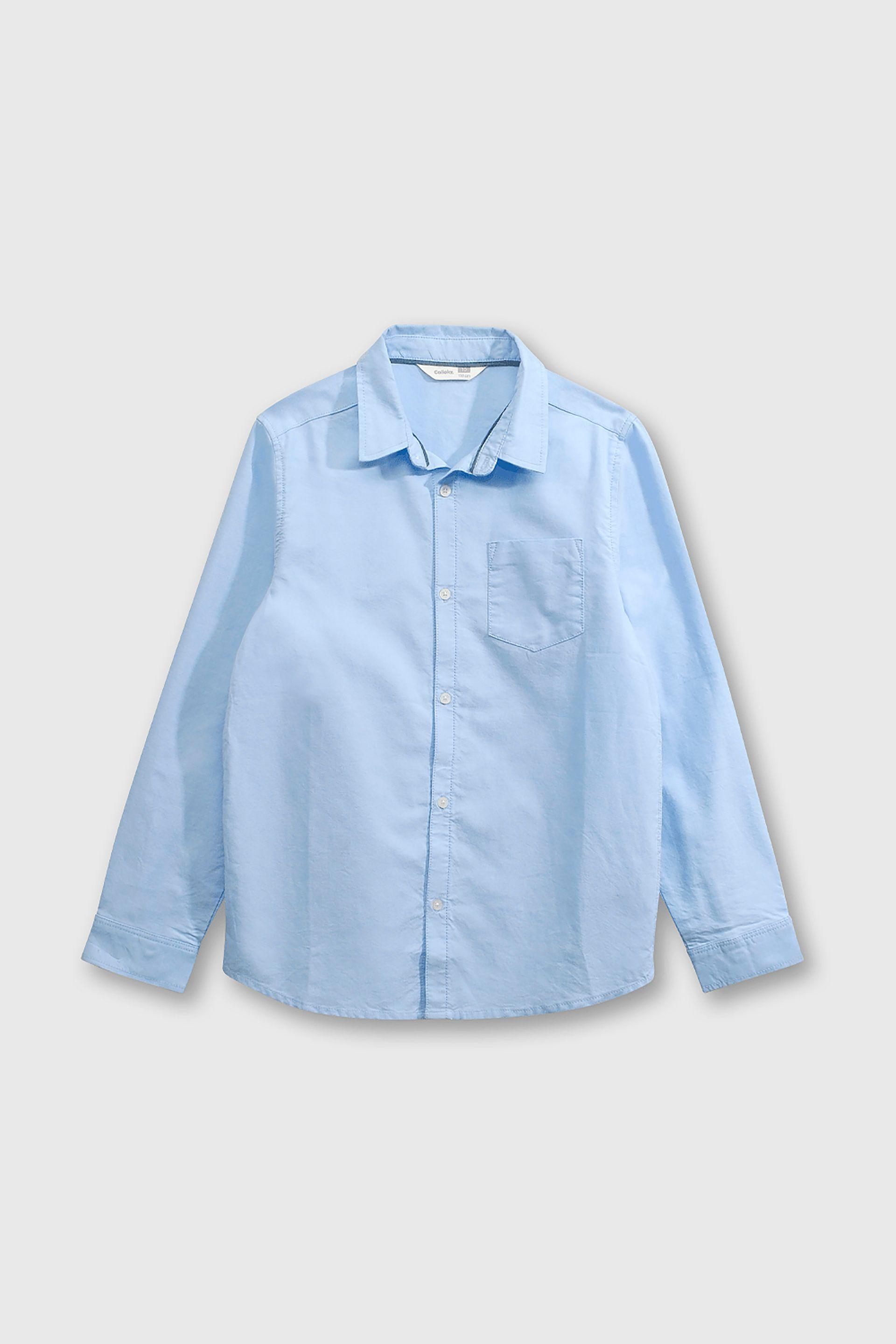 Camisa Oxford Clásica 100% Algodón Celeste para Niño-0