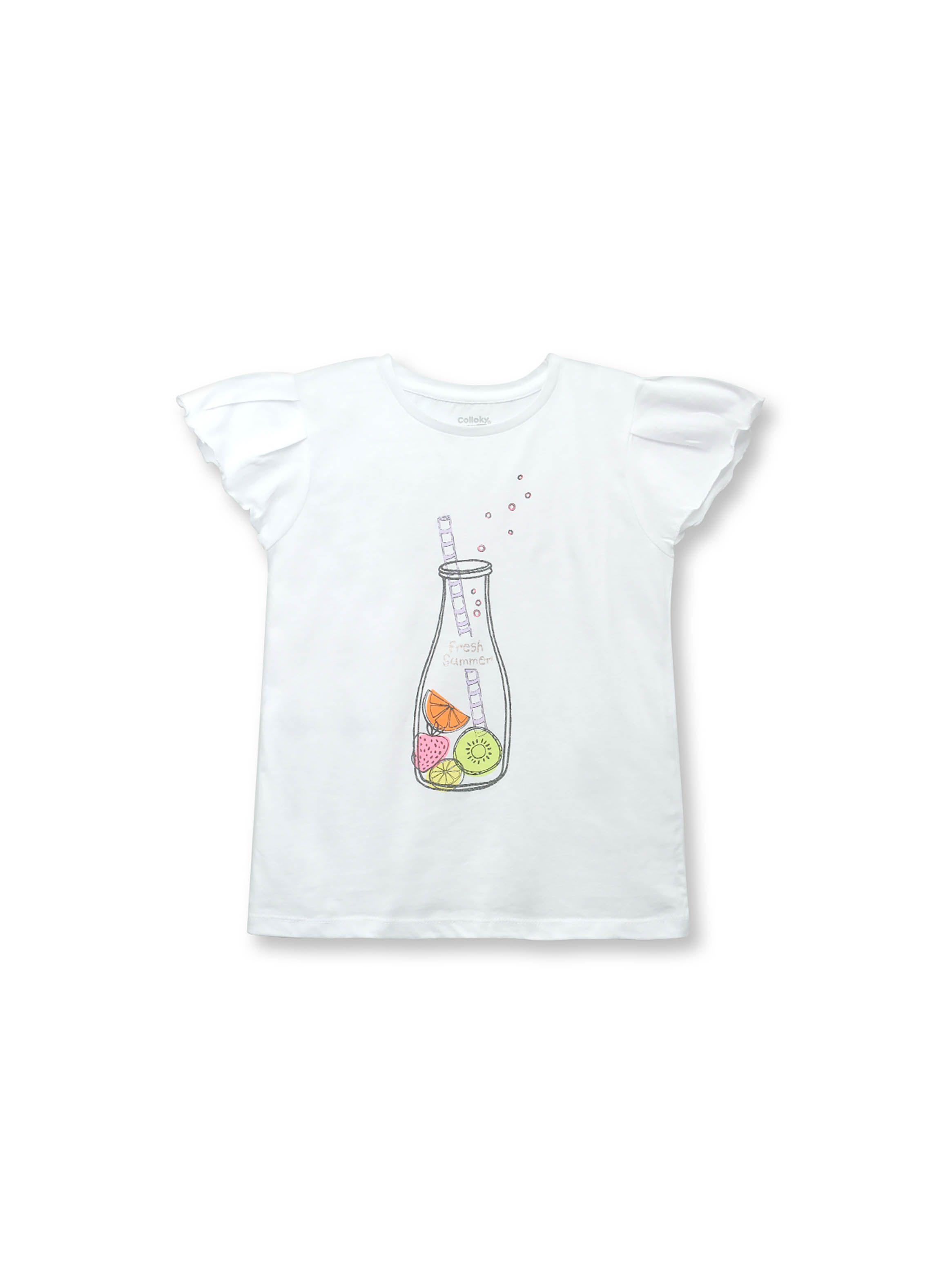 Polera De Niña Botella Blanco (2 A 12 Años) Colloky-0