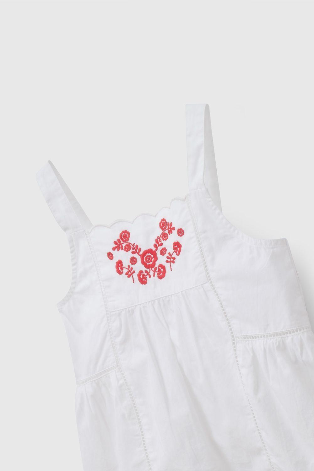 Blusa Flores Blanca Bordada De Niña BLVL1209V26-2