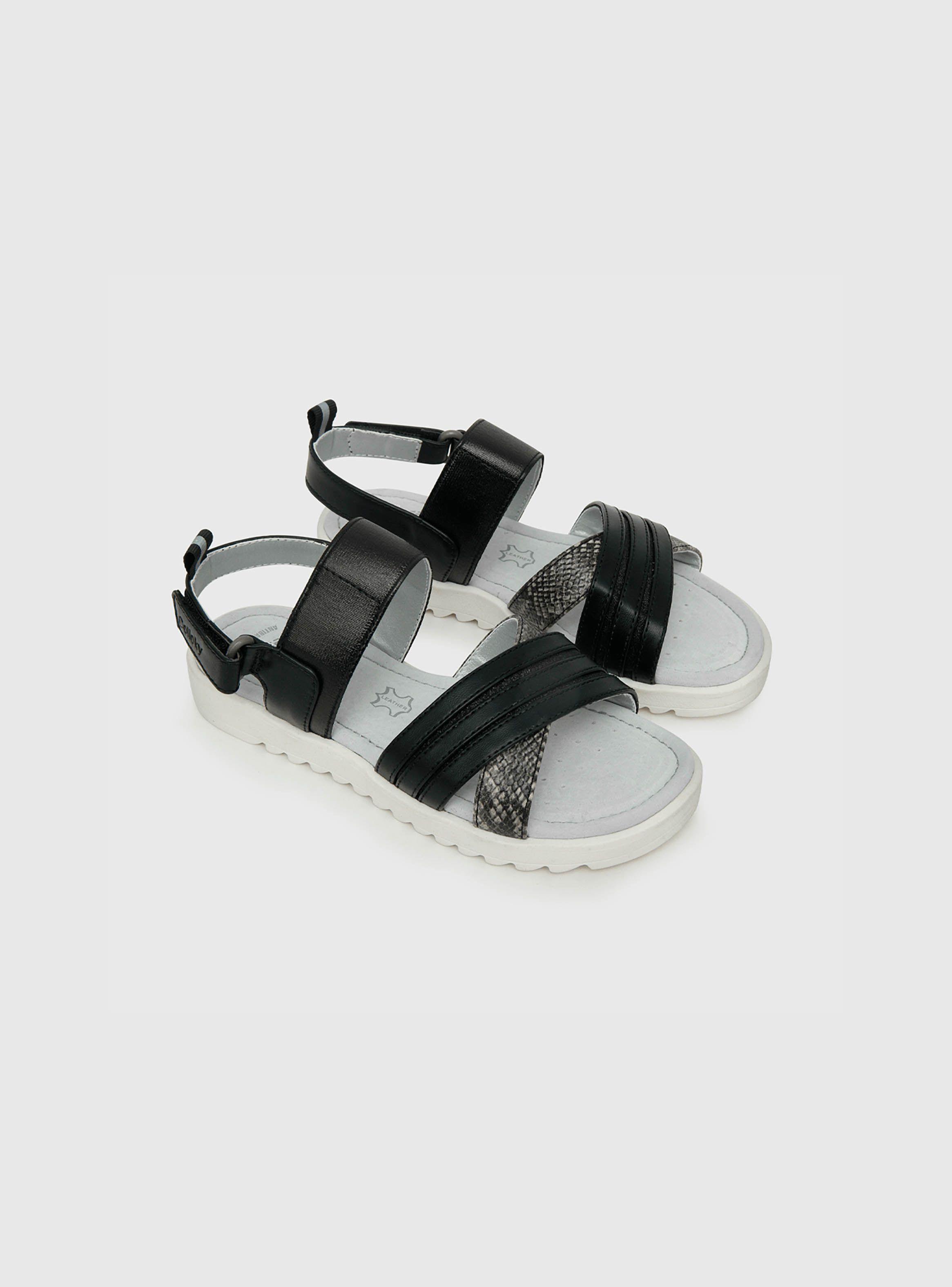 Sandalia De Niña Velcro Negro (28 A 38) Colloky-0