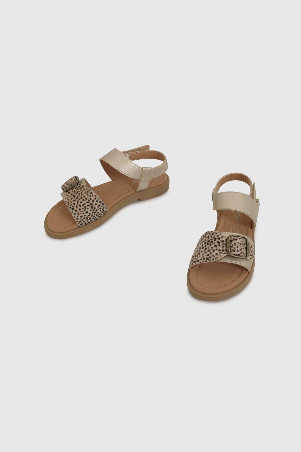 Sandalia de Vestir Dorada con Animal Print  53060224V26-3