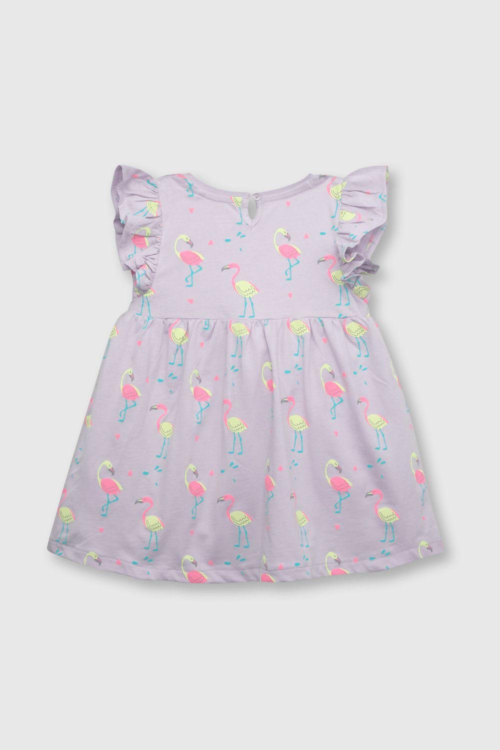 Vestido de bebé niña de algodón lila (3 a 36 meses)-1