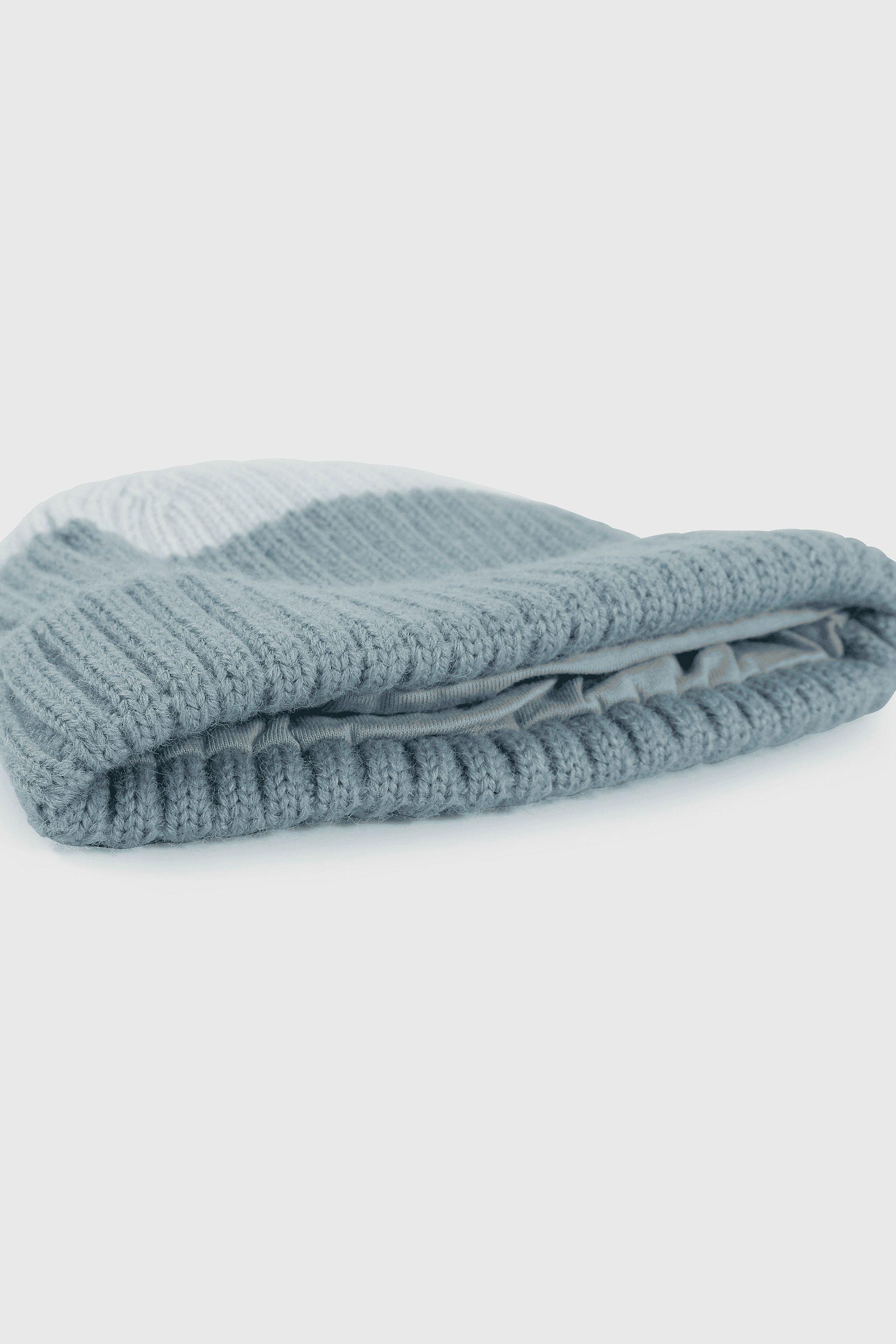 Gorro Tejido con Forro Bicolor Azul-2