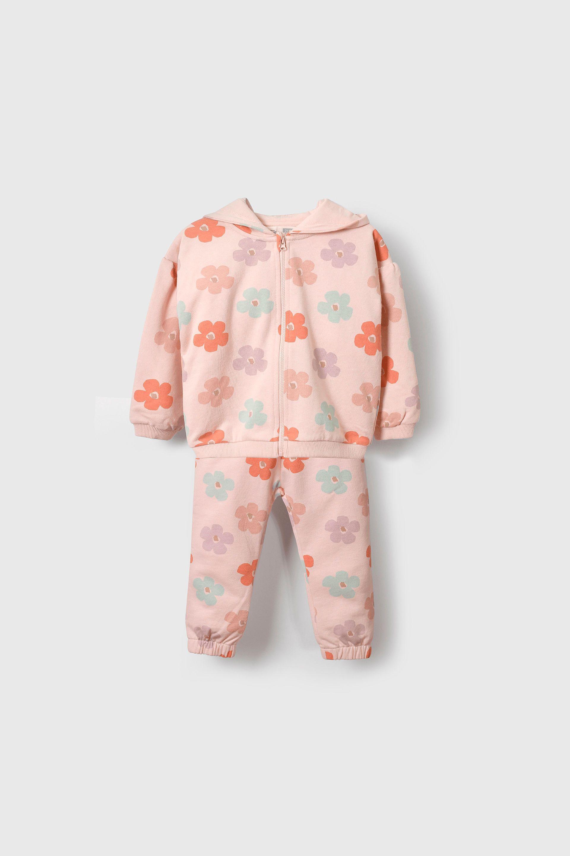 Polerón rosa con flores para niña, suave y cómodo-3