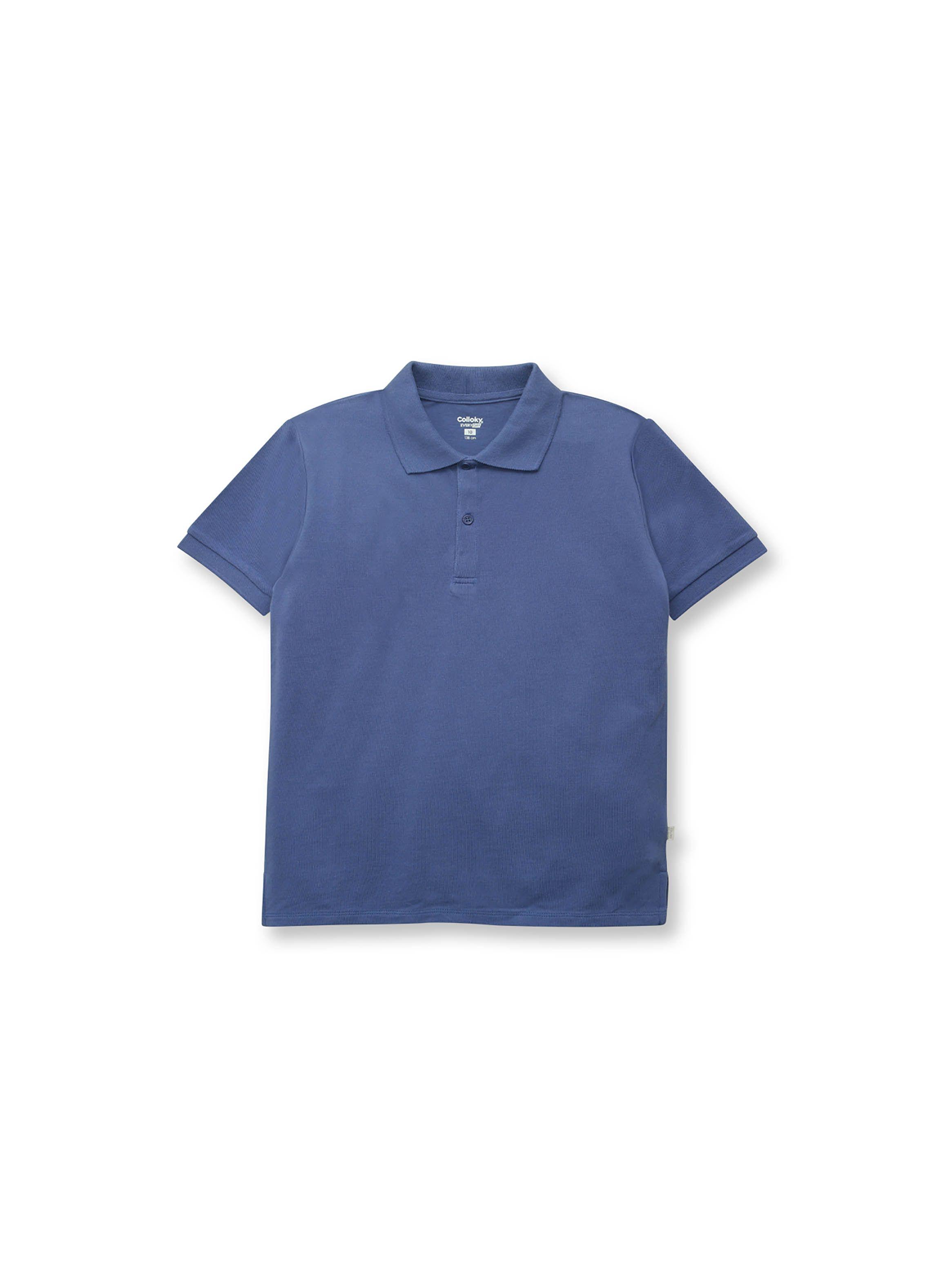 Polera De Niño Pique Azul Oscuro (2 A 12 Años) Colloky-0