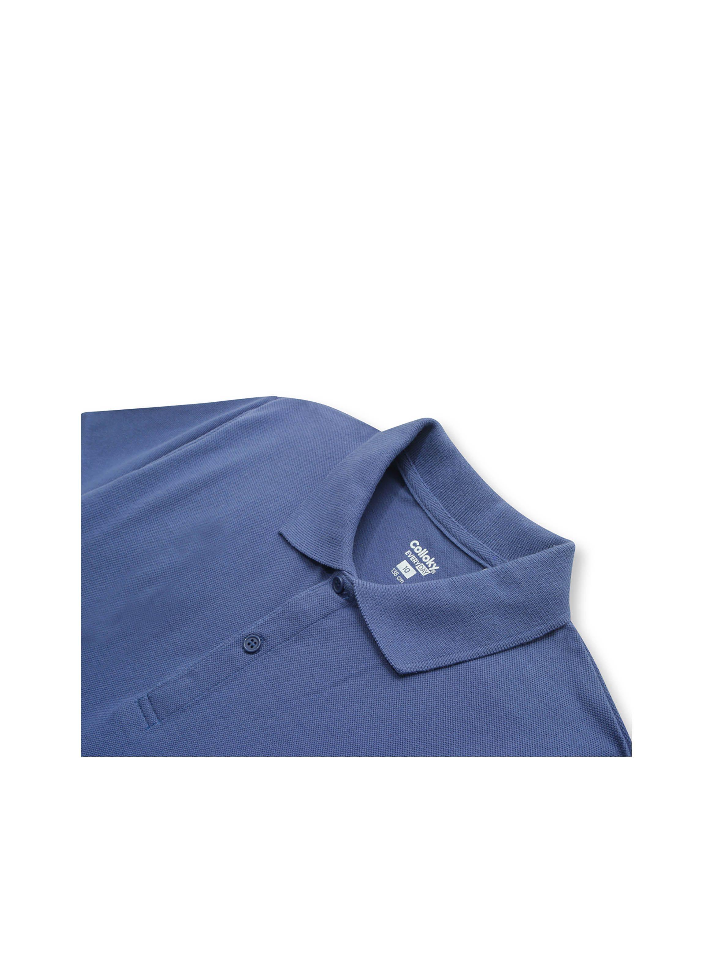 Polera De Niño Pique Azul Oscuro (2 A 12 Años) Colloky-2