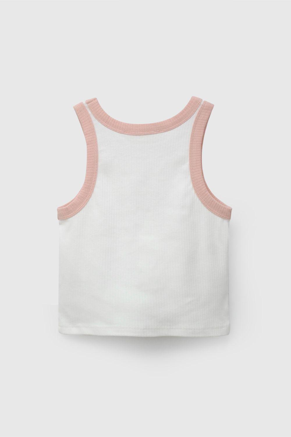 Polera Blanca Rib De Niña POPU2478V26-2