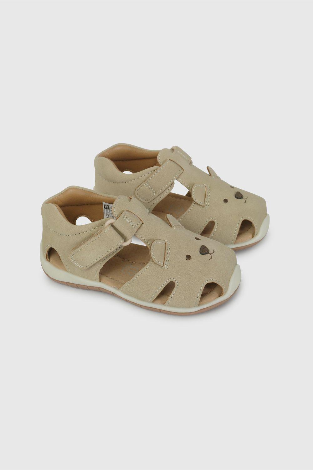 Sandalia Cangrejera con Diseño de Oso Beige 33070266V26-0