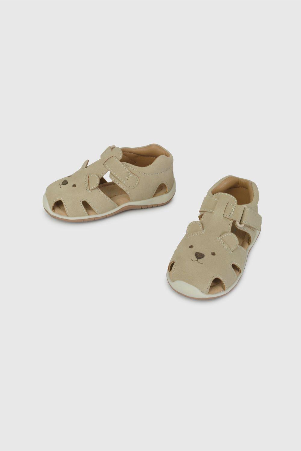 Sandalia Cangrejera con Diseño de Oso Beige 33070266V26-3