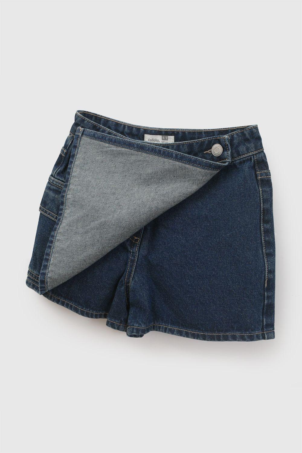 Falda Short Mezclilla Azul Niña 3-4A a 12-13A Colloky-2