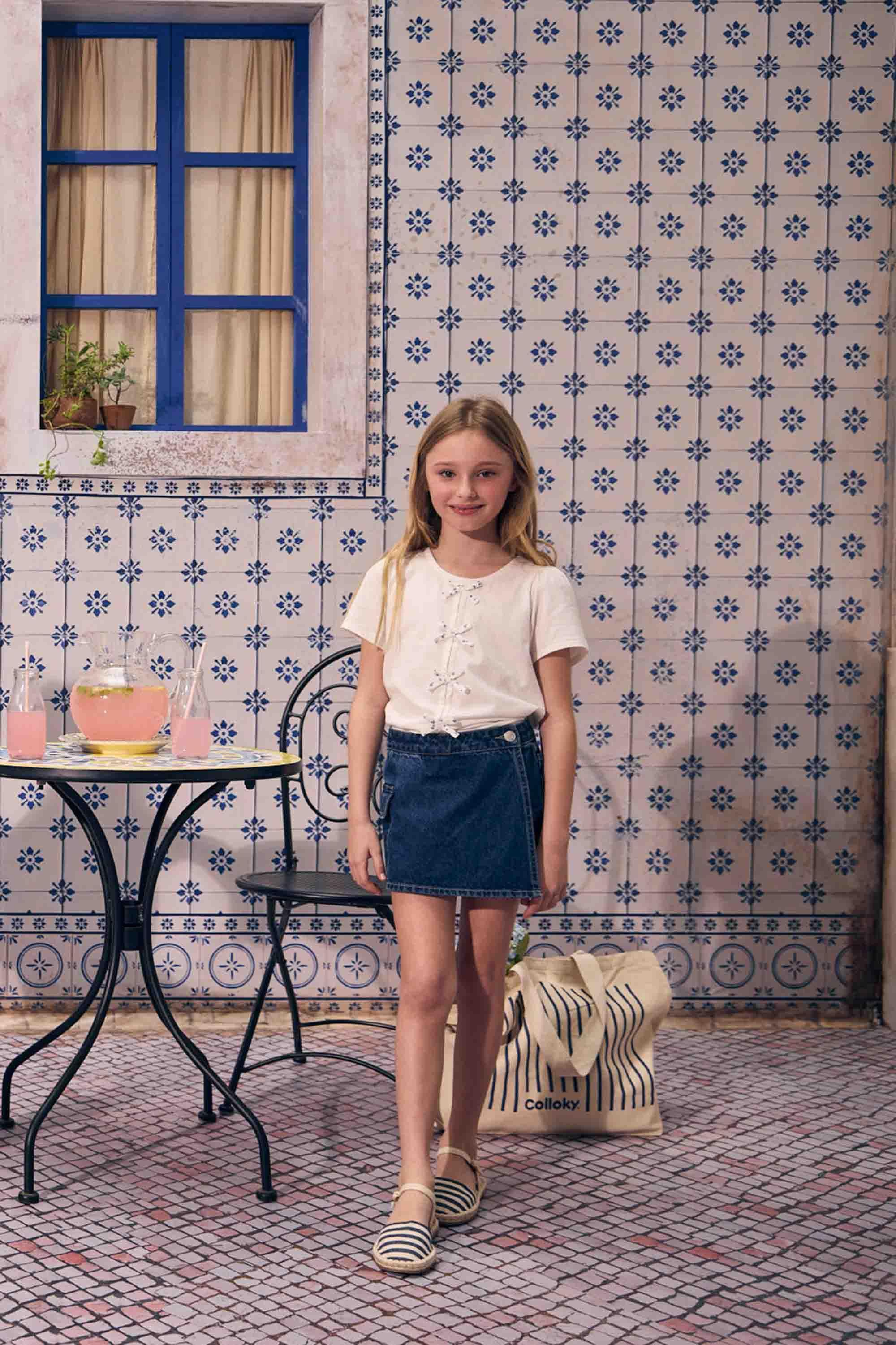 Falda short mezclilla niña azul 3-4A a 12-13A-1
