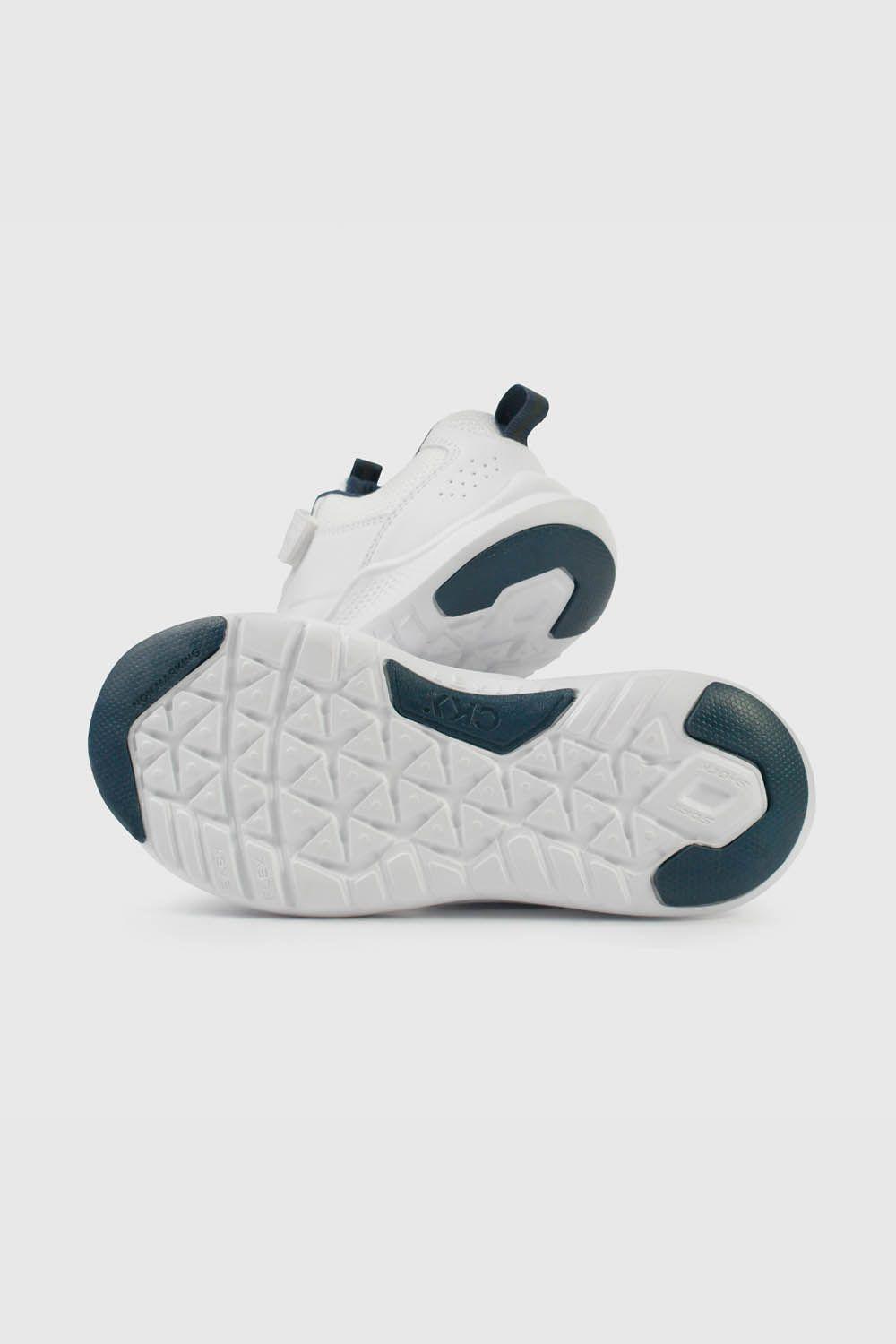 Zapatillas Colloky Escolar Blanca con Velcro y Detalles Azules Niño-2