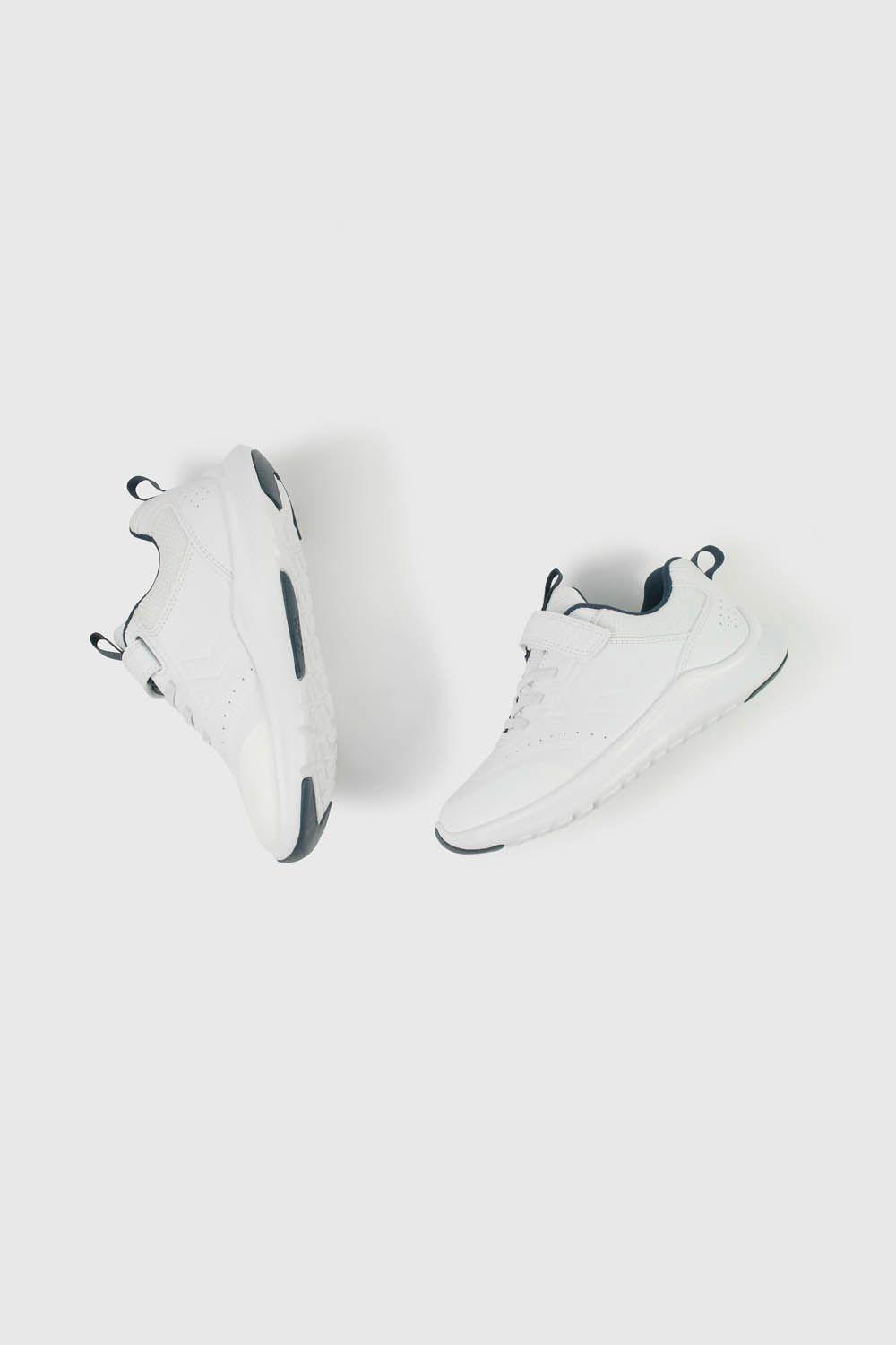 Zapatillas Colloky Escolar Blanca con Velcro y Detalles Azules Niño-3