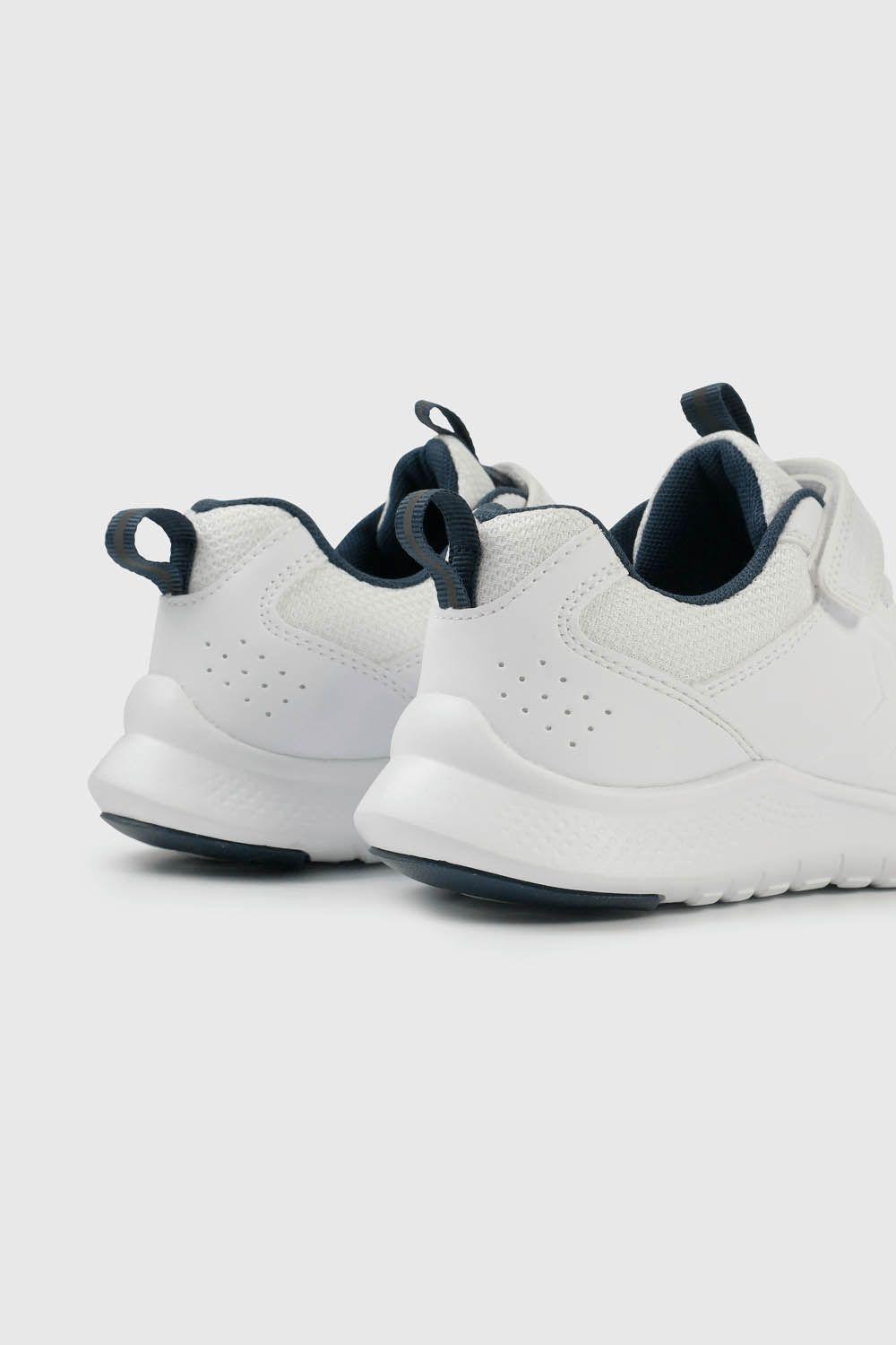 Zapatillas Colloky Escolar Blanca con Velcro y Detalles Azules Niño-4