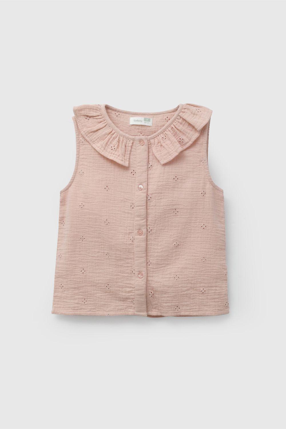 Blusa Rosada Bambula Bordada De Niña BLBM0230V26-1