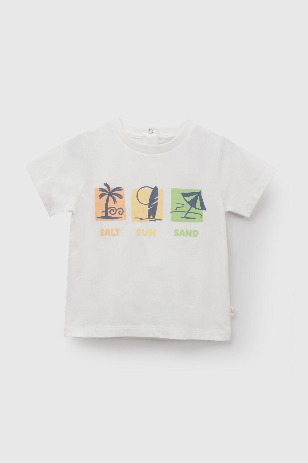 Polera "Salt, Sun And Sand" Blanco Niño 6-9M a 4-5A Colloky-0