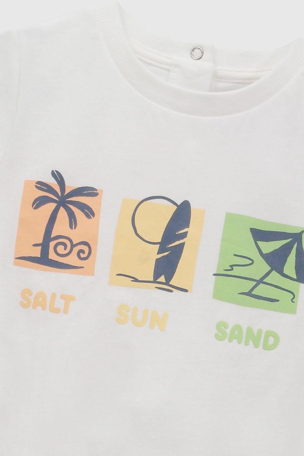 Polera "Salt, Sun And Sand" Blanco Niño 6-9M a 4-5A Colloky-3
