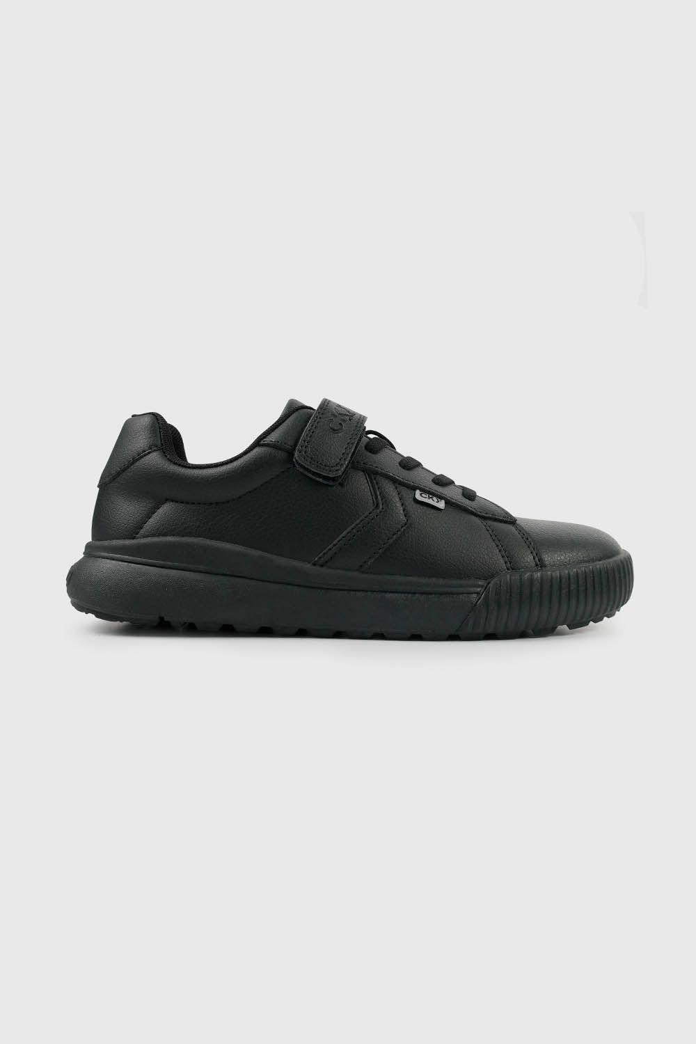 Zapatilla Escolar Negra para niño con Velcro Senior-1