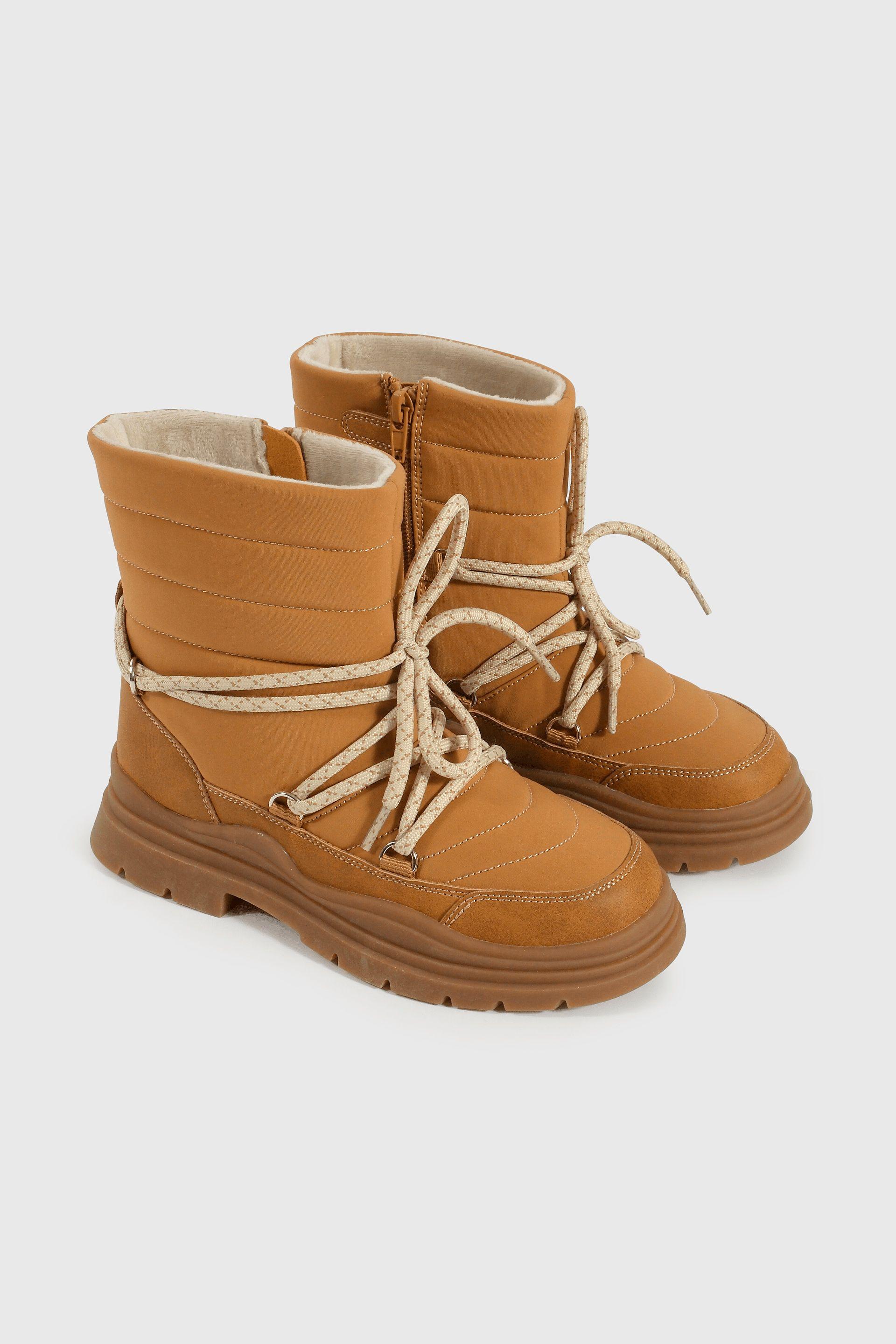 Bootie de Niña Café Caña Alta con Cierre Suela Antideslizante-0