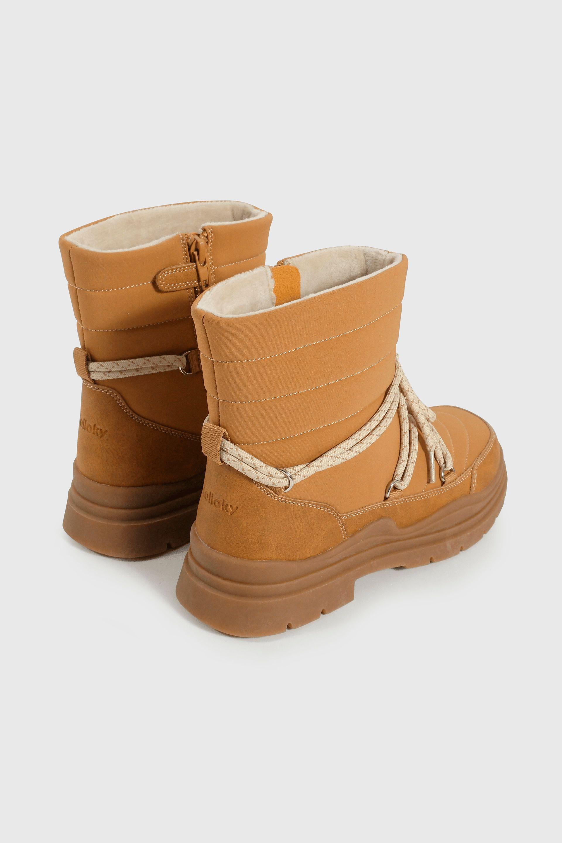 Bootie de Niña Café Caña Alta con Cierre Suela Antideslizante-4