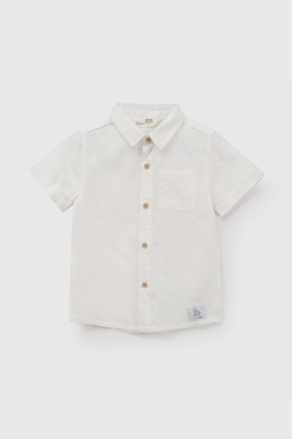 Camisa Manga Corta Blanco Niño 6-9M a 4-5A Colloky-0